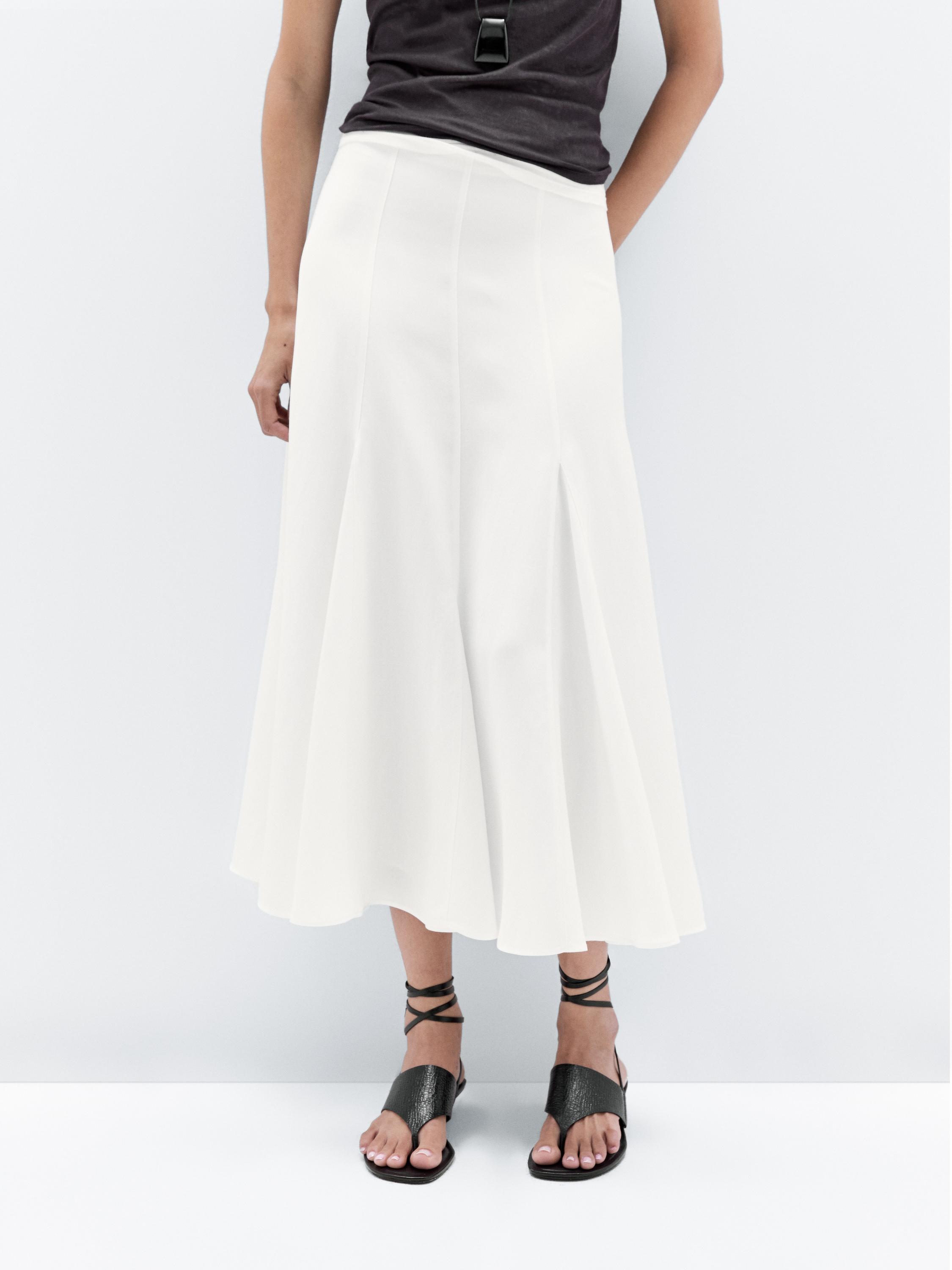 Jupe midi godets coutures apparentes