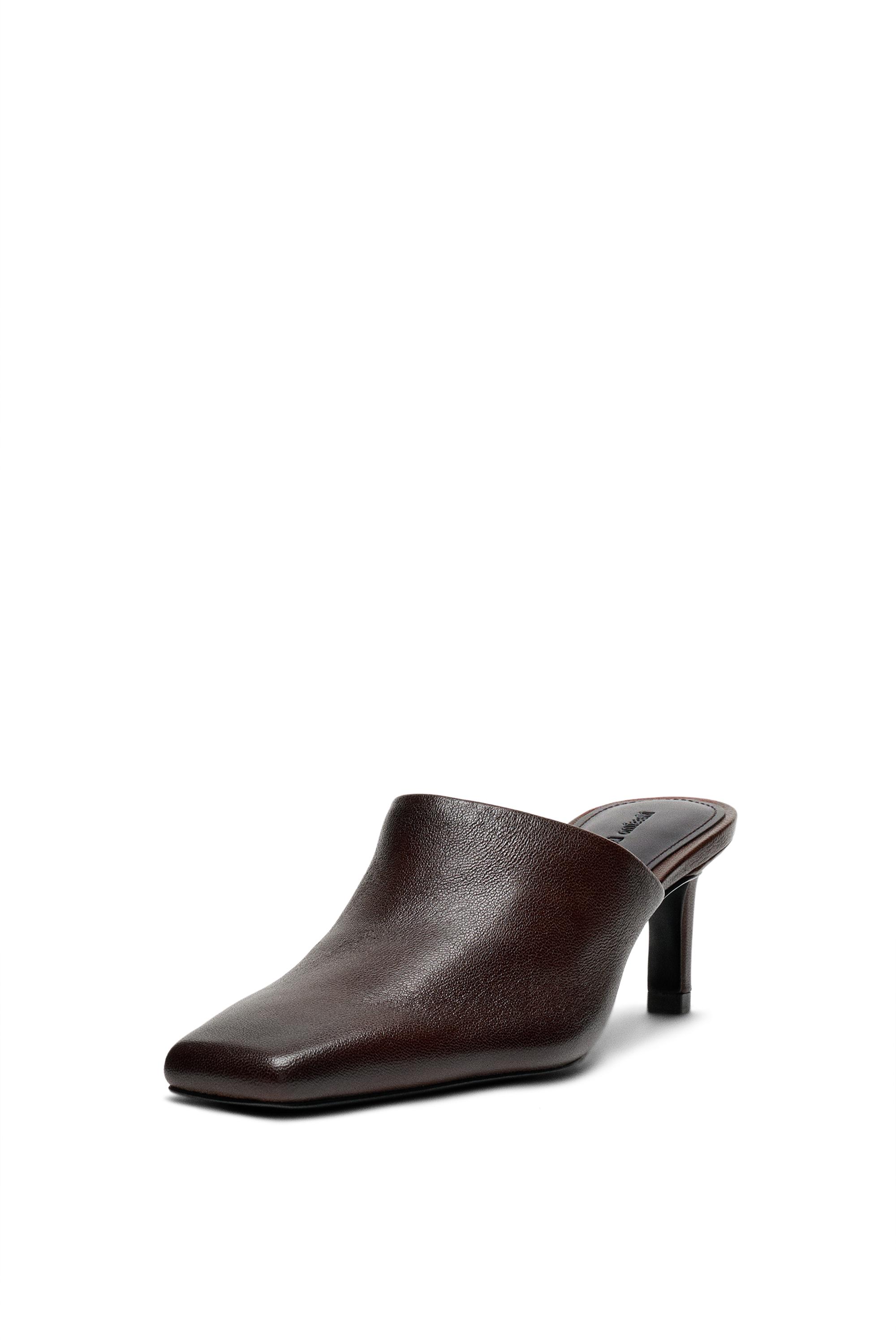 Slingback leather heel shoe — BURGUNDY