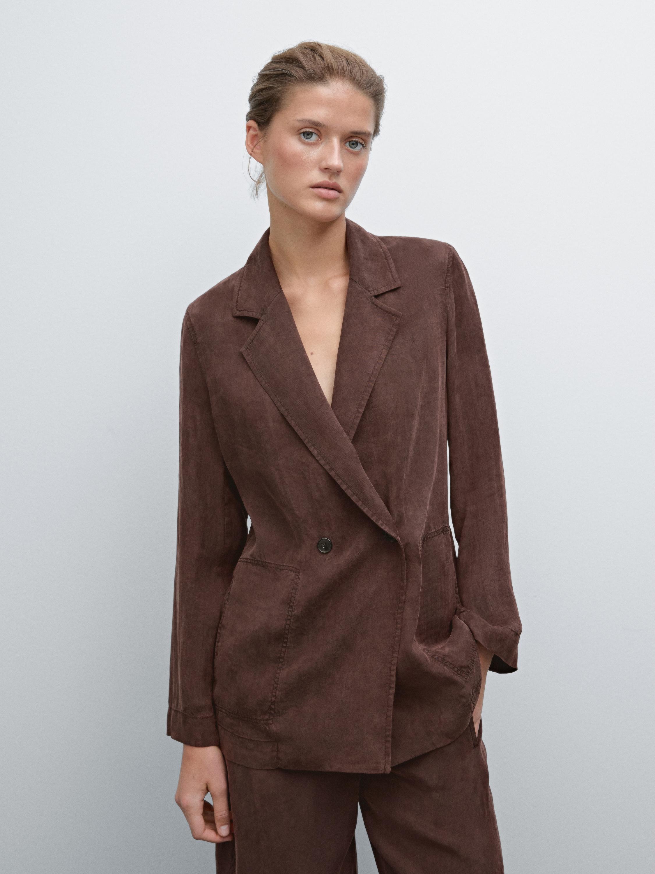 Zweireihiger Blazer im Washed-Look