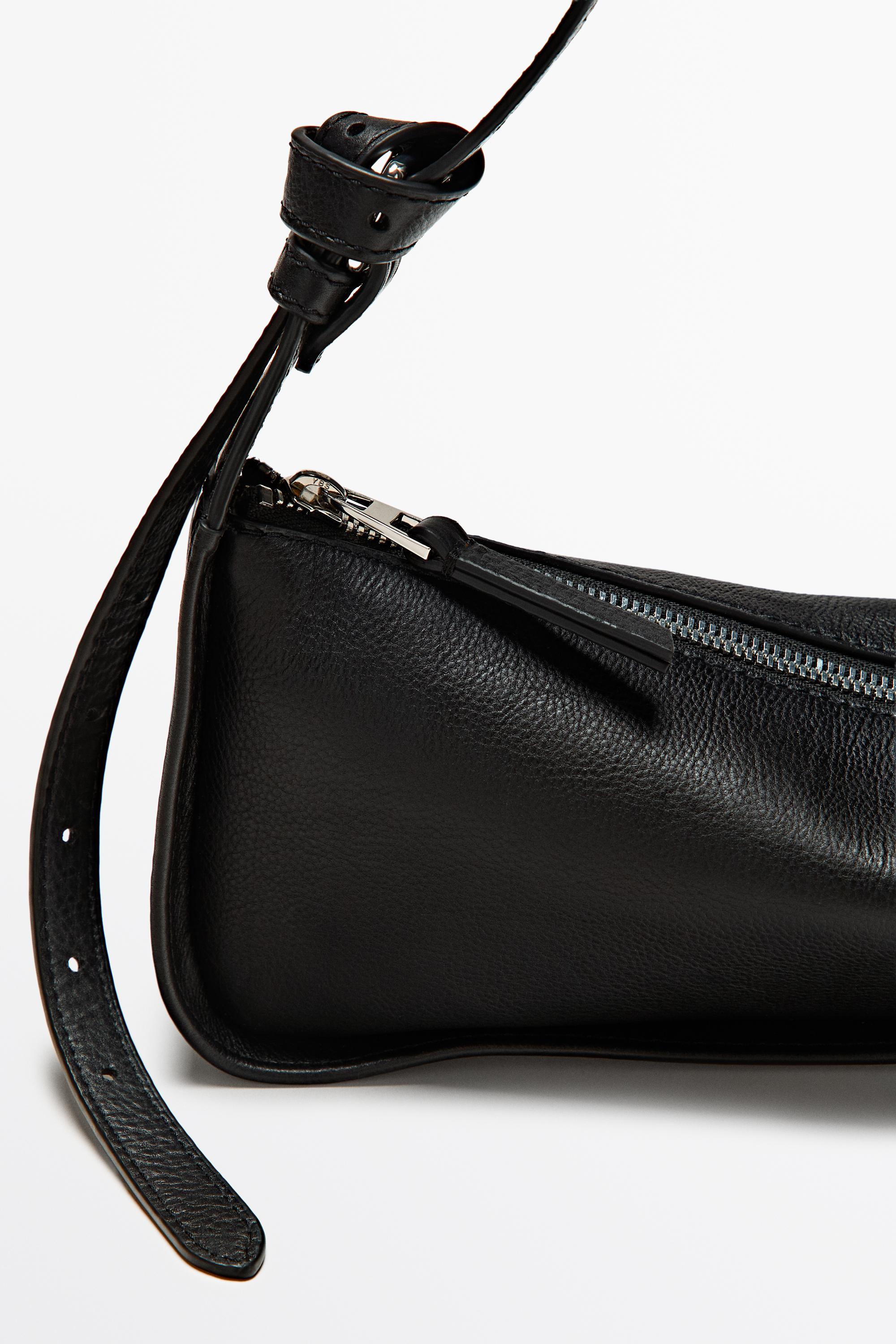 Mini leather shoulder bag — BLACK