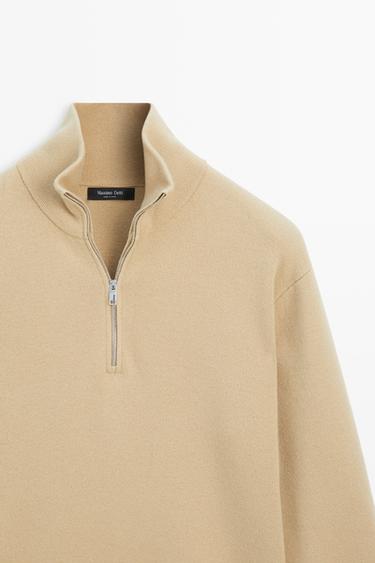 Wool mock neck knit sweater — CAMEL 4