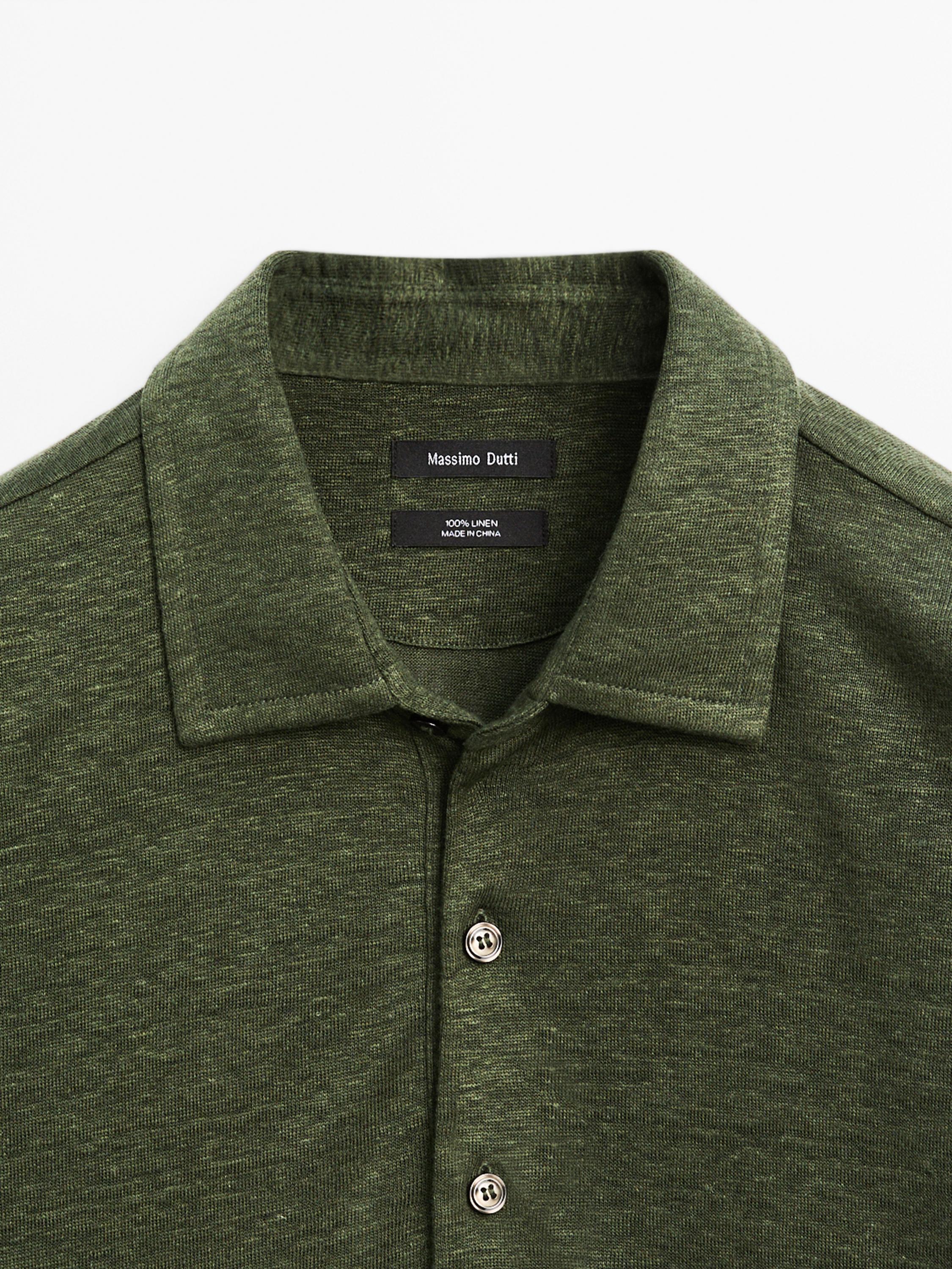 100% linen short sleeve polo shirt