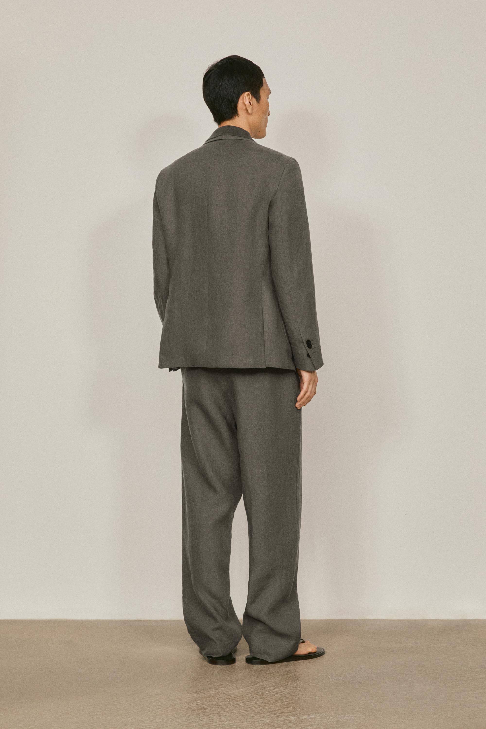 100% linen suit blazer — DARK GREEN