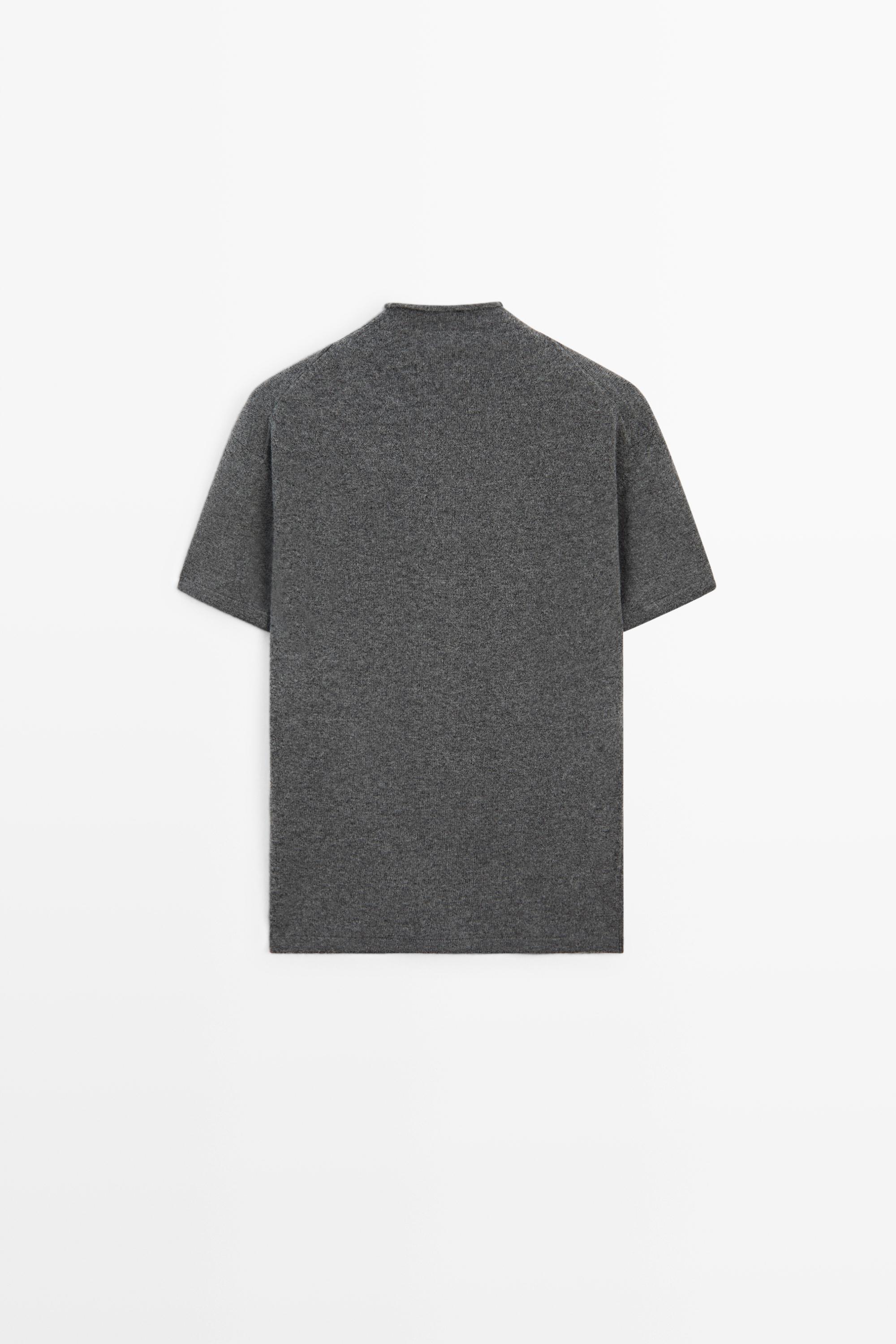 Wool blend mock turtleneck knit sweater — MEDIUM GREY