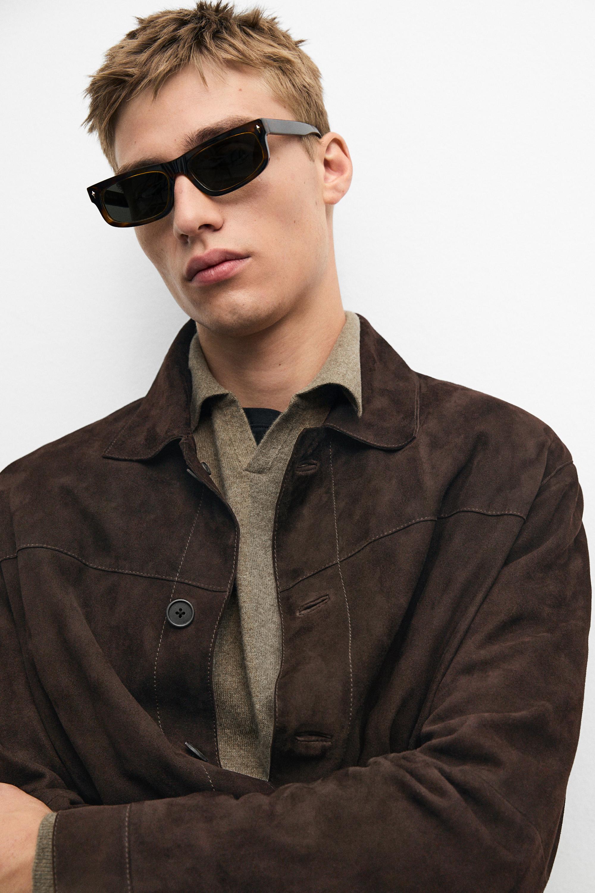 Suede leather pocket overshirt — Chocolate