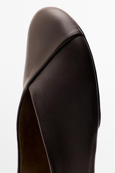 Crossed leather ballet flat — BROWN 5