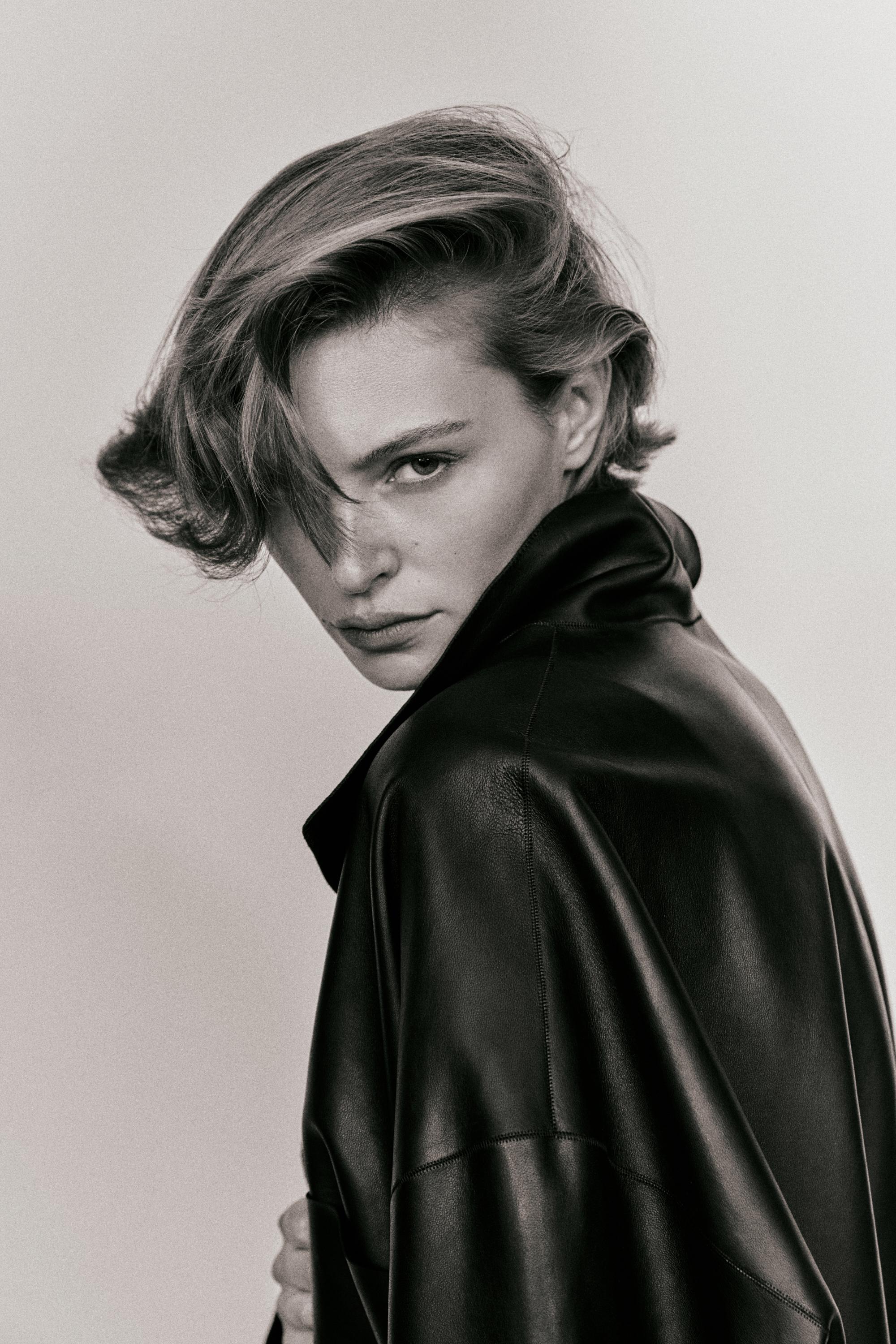Long nappa leather jacket with tie - LIMITED EDITION — BLACK