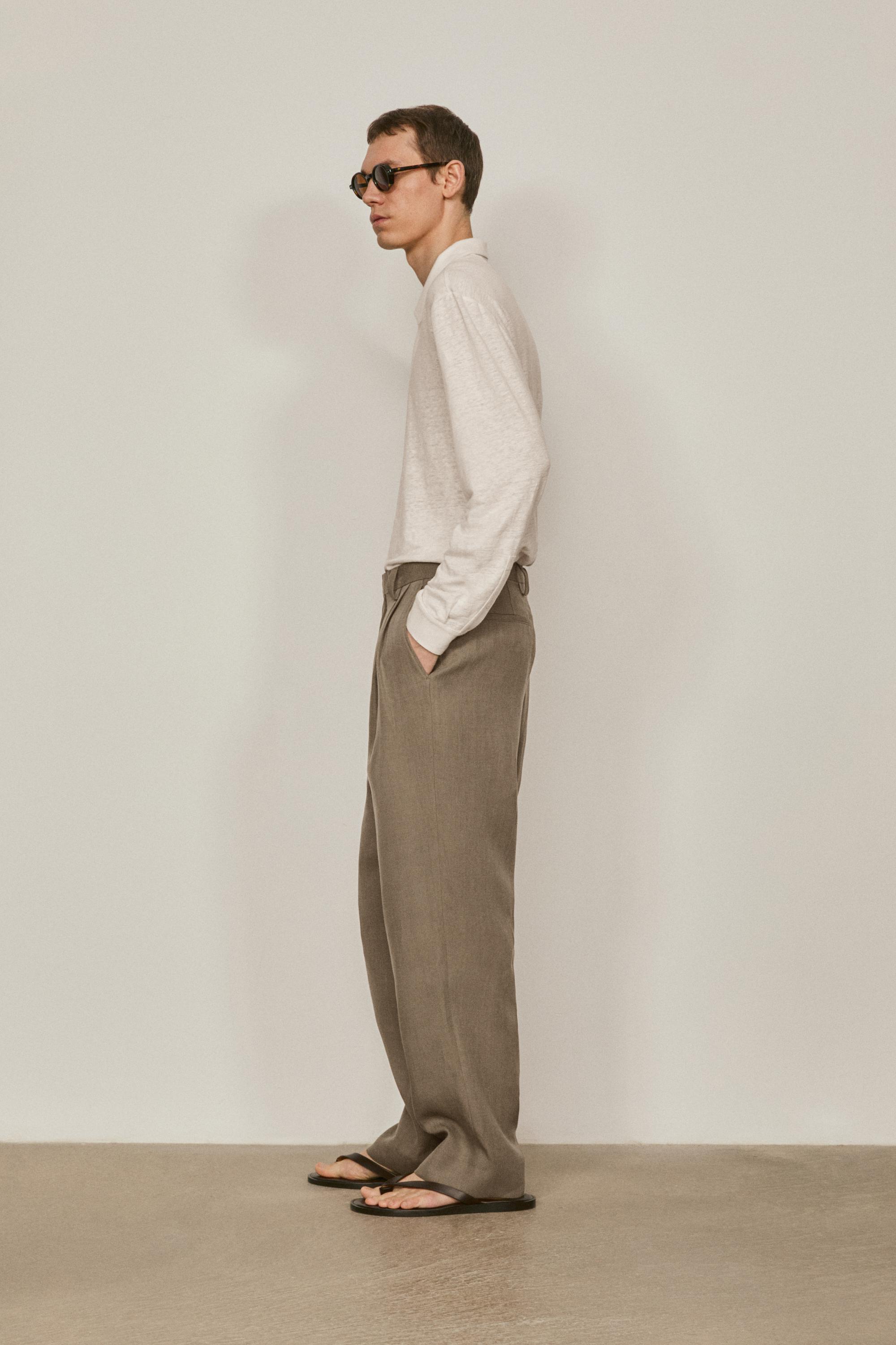 Linen trousers with double darts - LIMITED EDITION — KHAKI