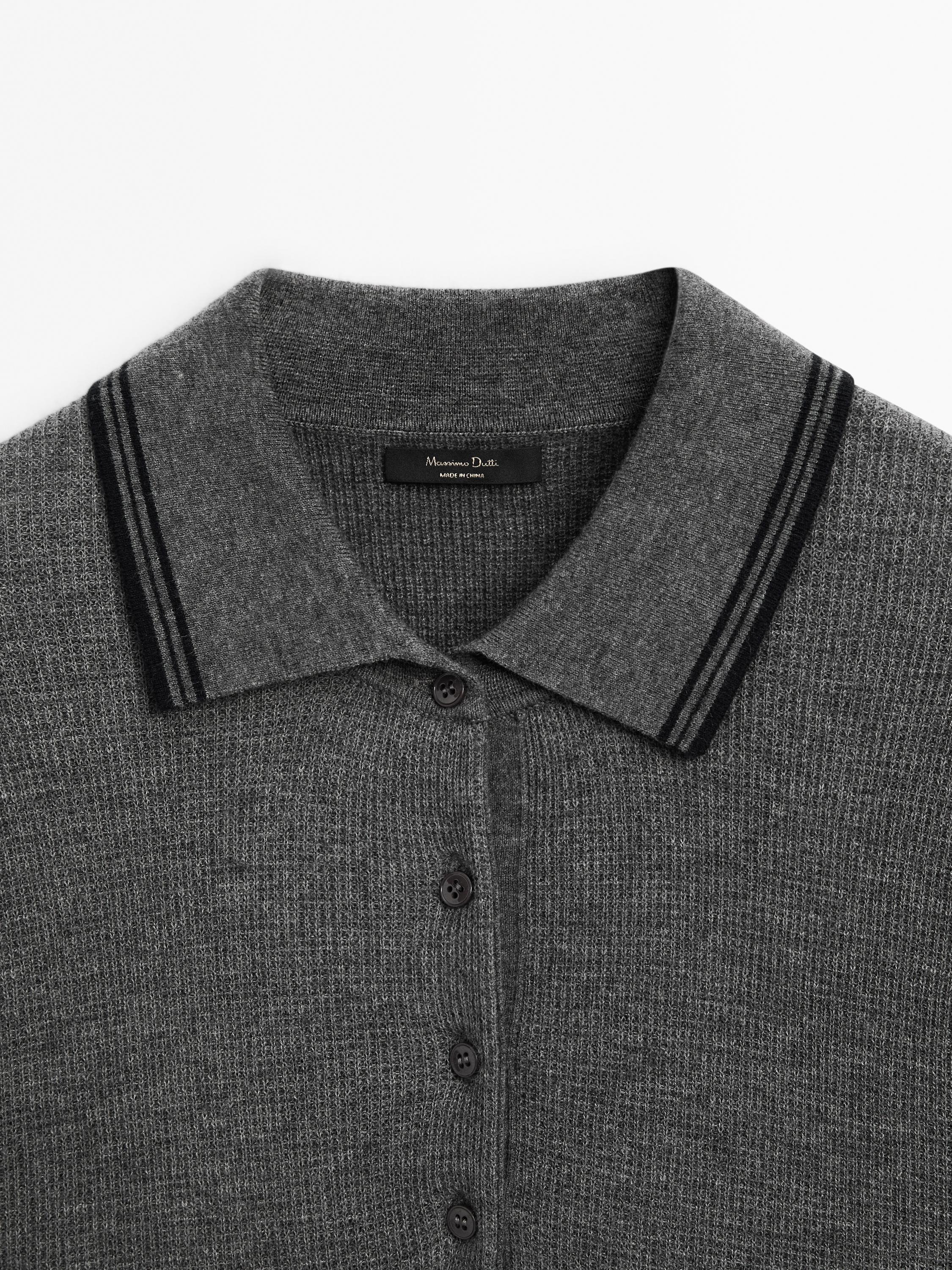 Pull en maille à col polo avec contrastes