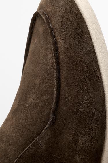 Split suede leather bootie loafer — BROWN 6