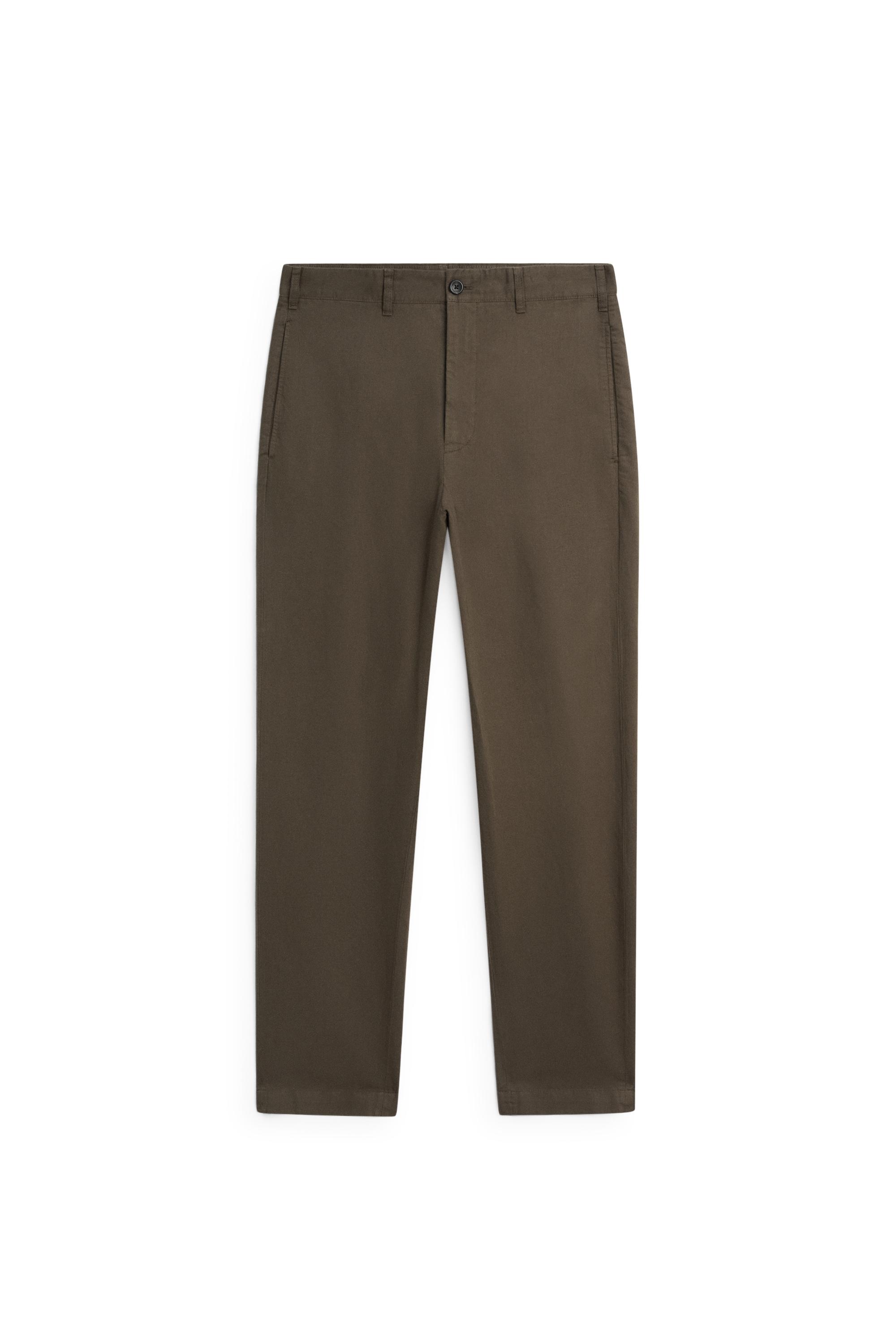 Linen-cotton straight-leg pants — DARK GREEN
