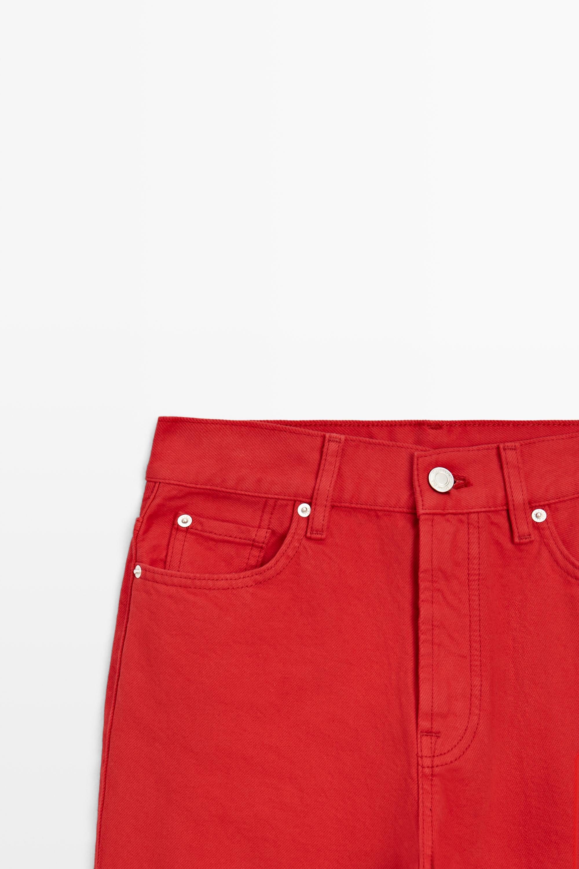 Straight-leg high-waist jeans — RED