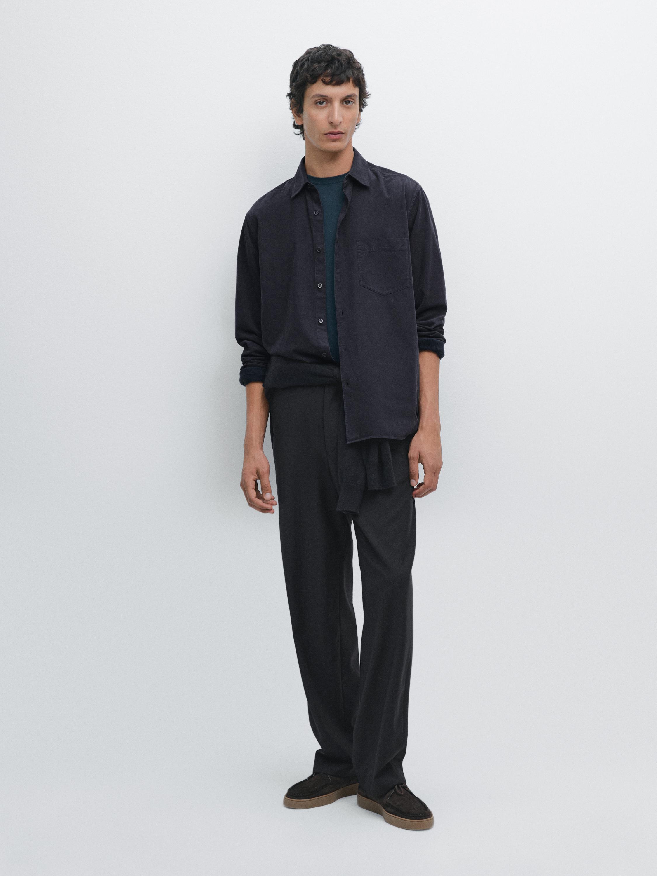 Regular fit needlecord shirt