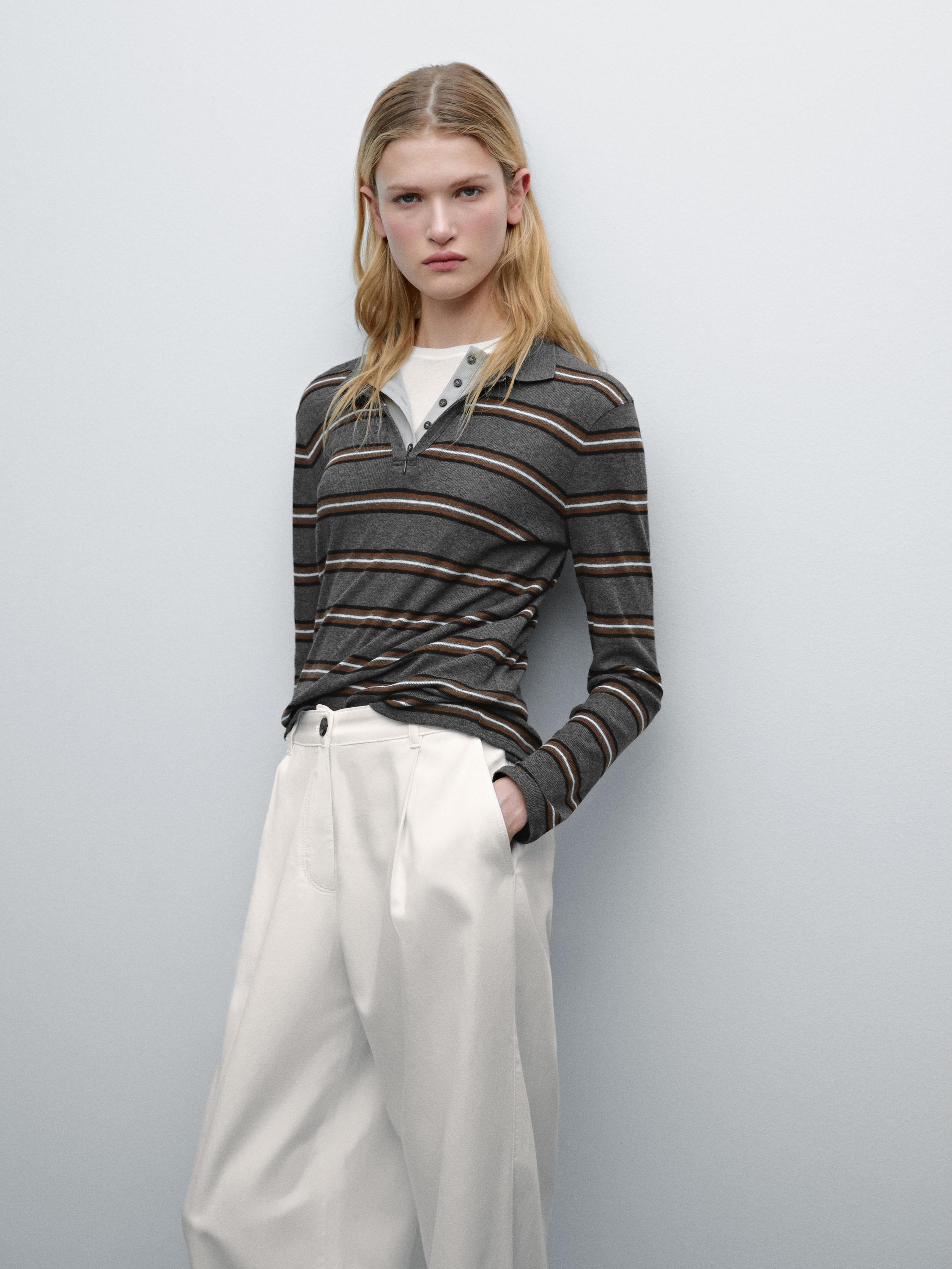 Flowing cotton blend trousers