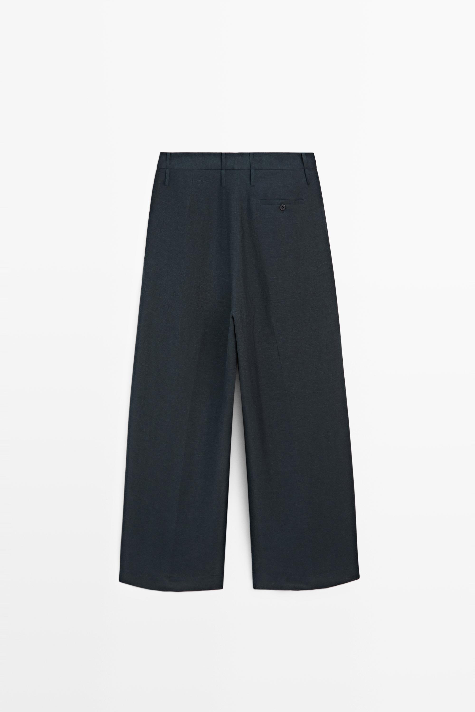 Flowing semi-sheer pants - STUDIO — NAVY BLUE