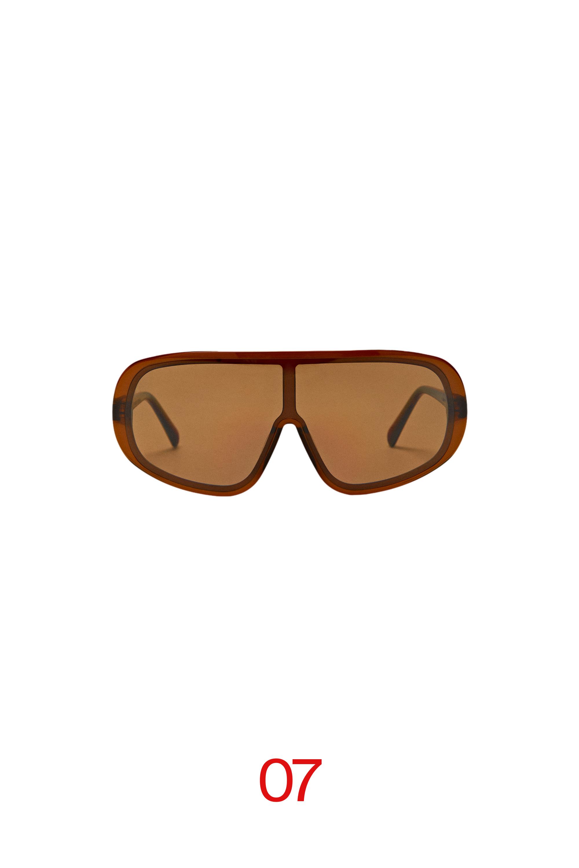 Oversized wrap sunglasses — Caramel