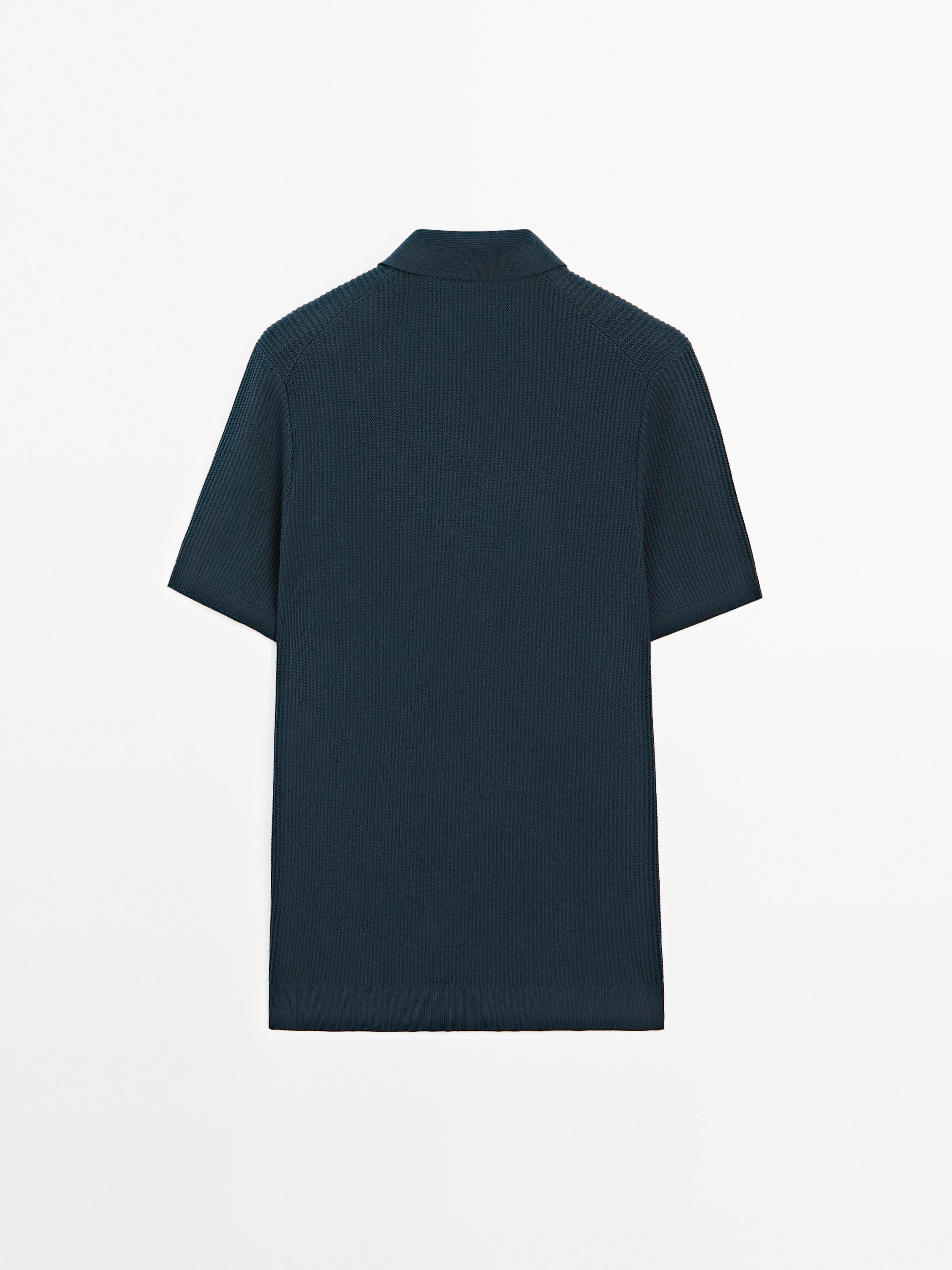 100% cotton textured knit polo shirt