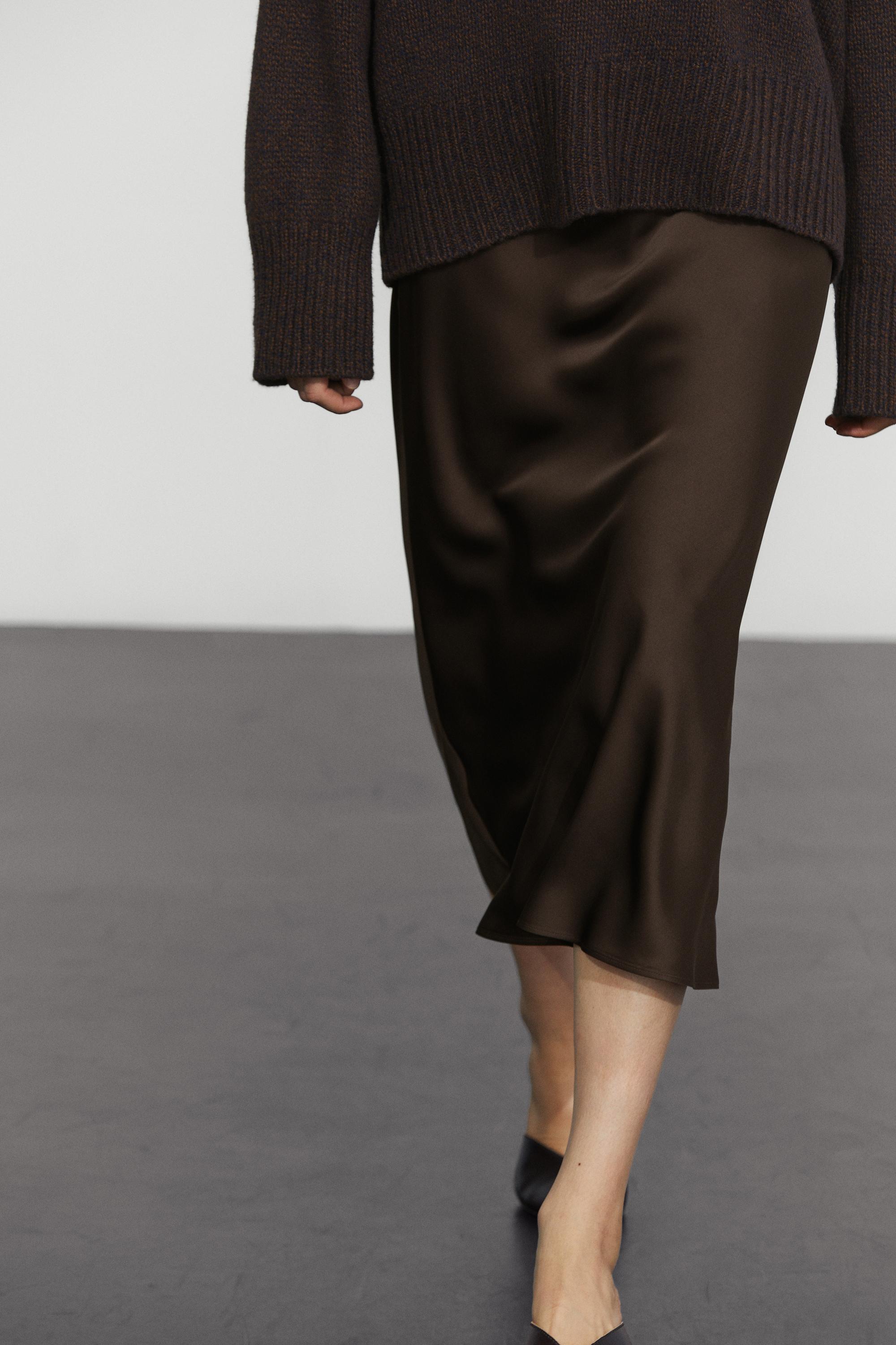 Satin midi skirt