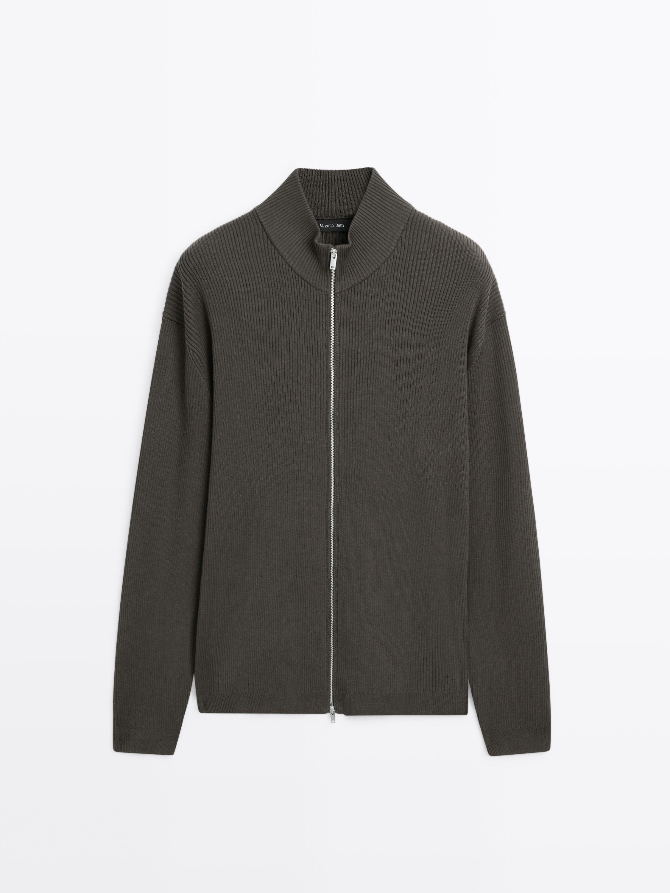 100% cotton zip cardigan