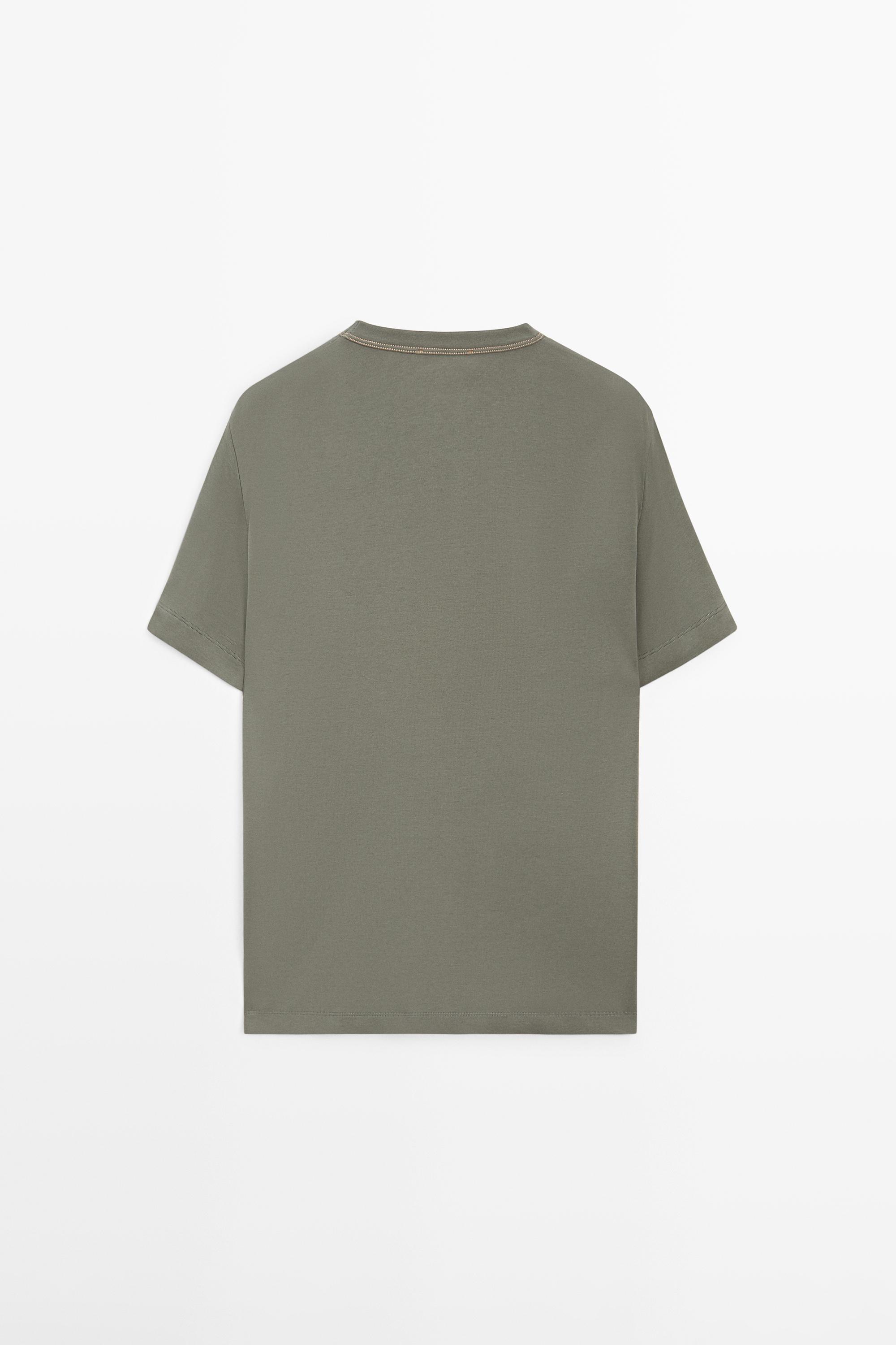 100% cotton short-sleeve T-shirt — KHAKI