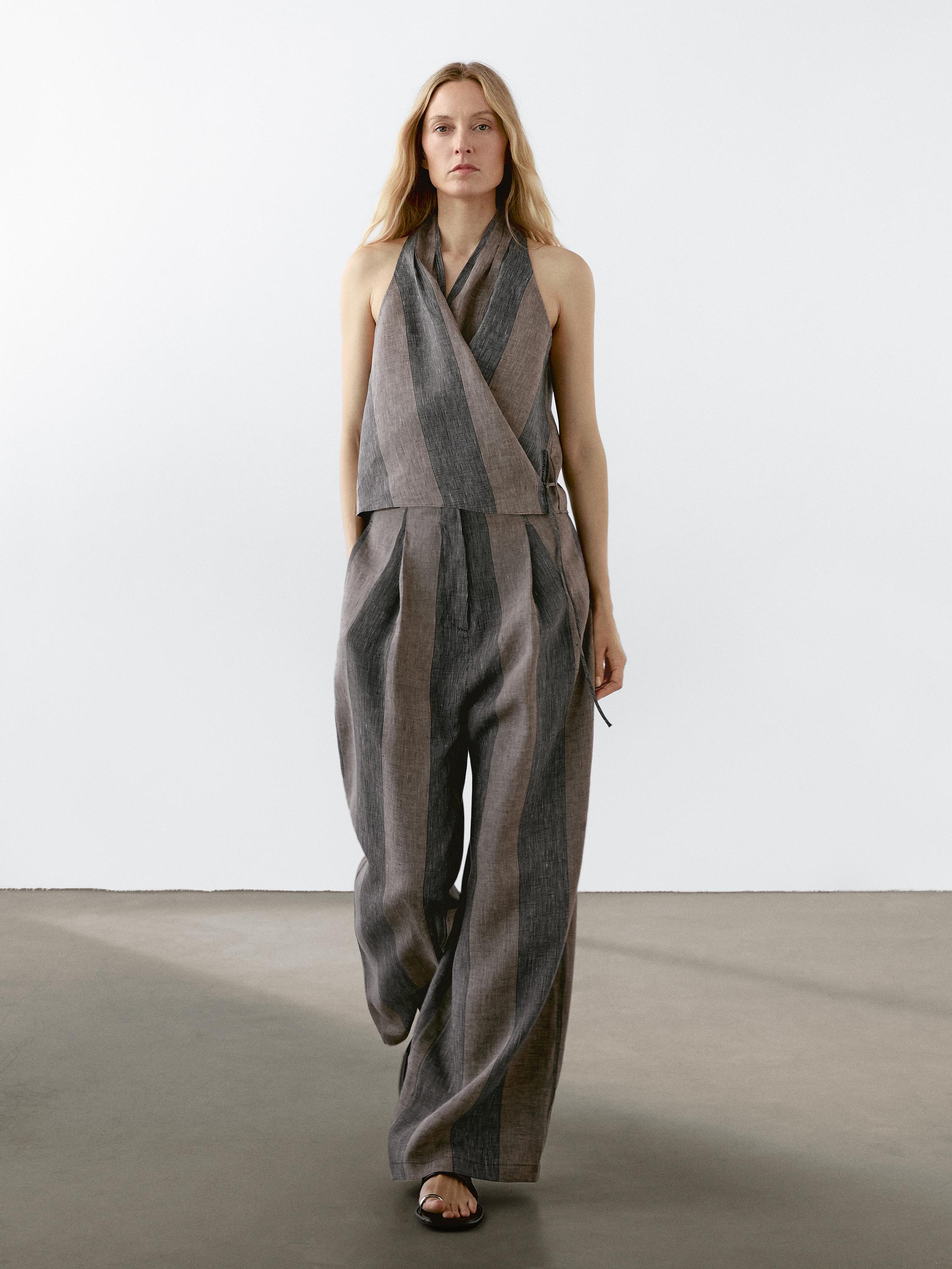 Palazzo trousers with contrast stripe