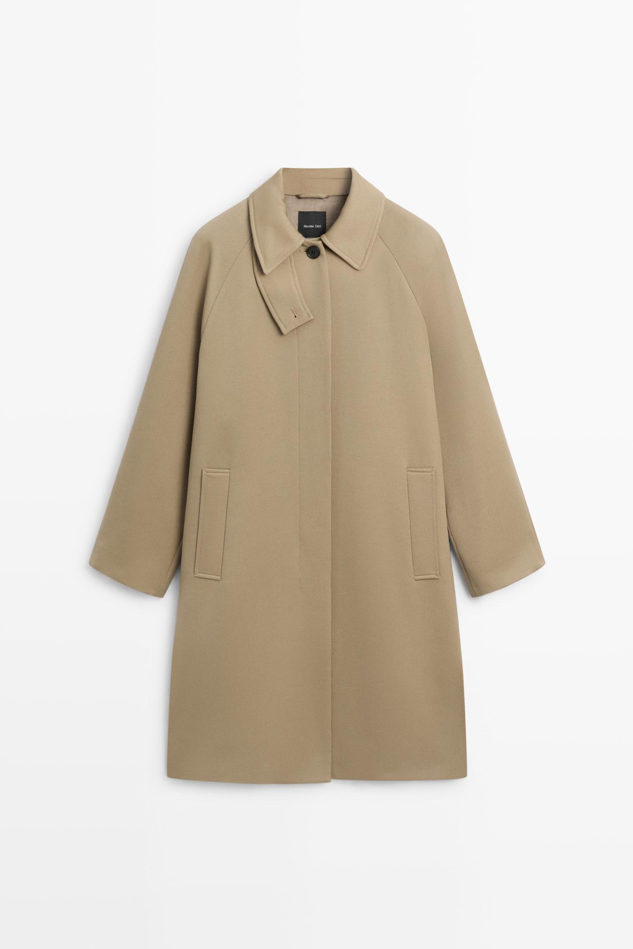 100% wool raglan sleeve coat — BEIGE