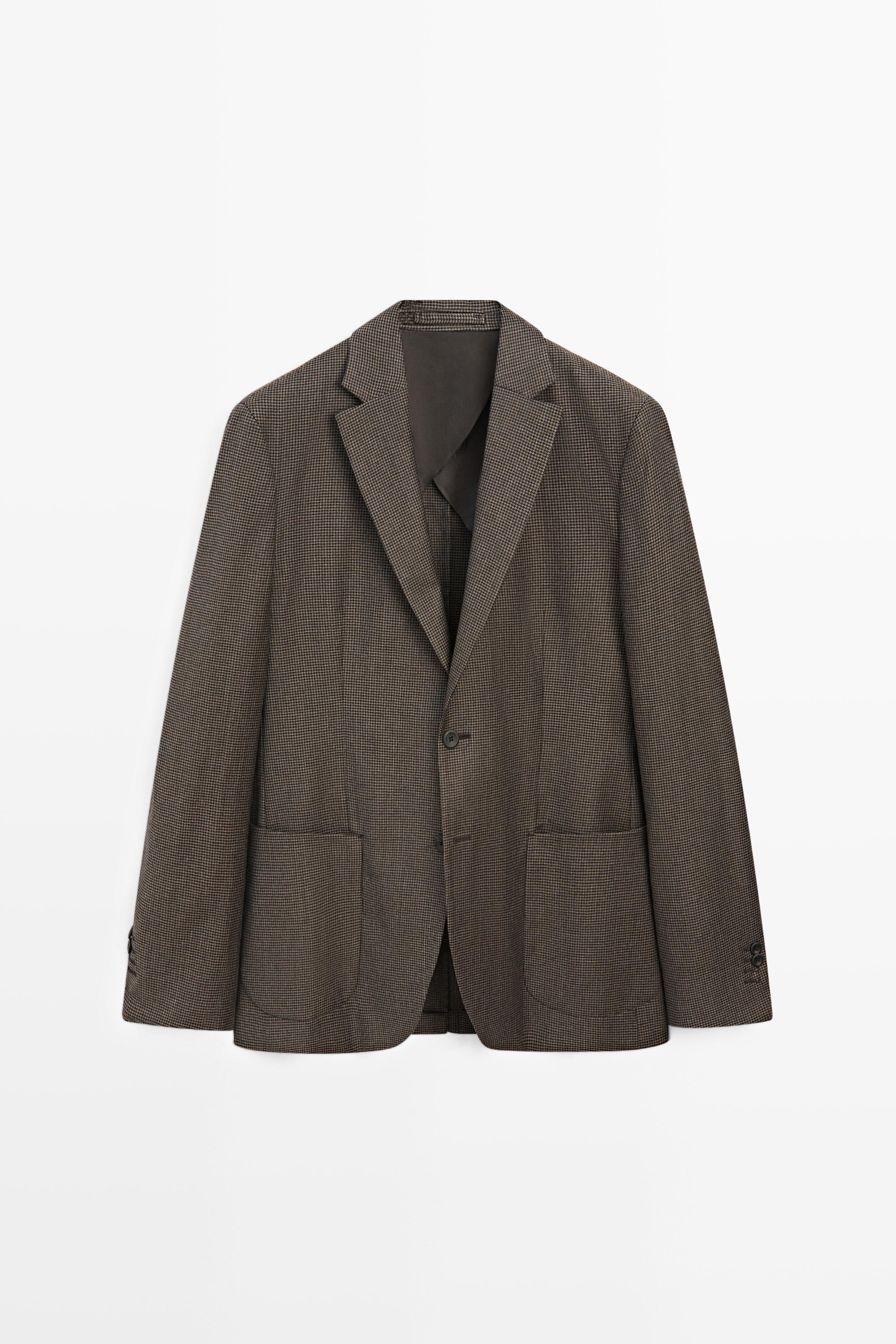 Massimo Dutti Yünlü cep detaylı blazer görsel 5
