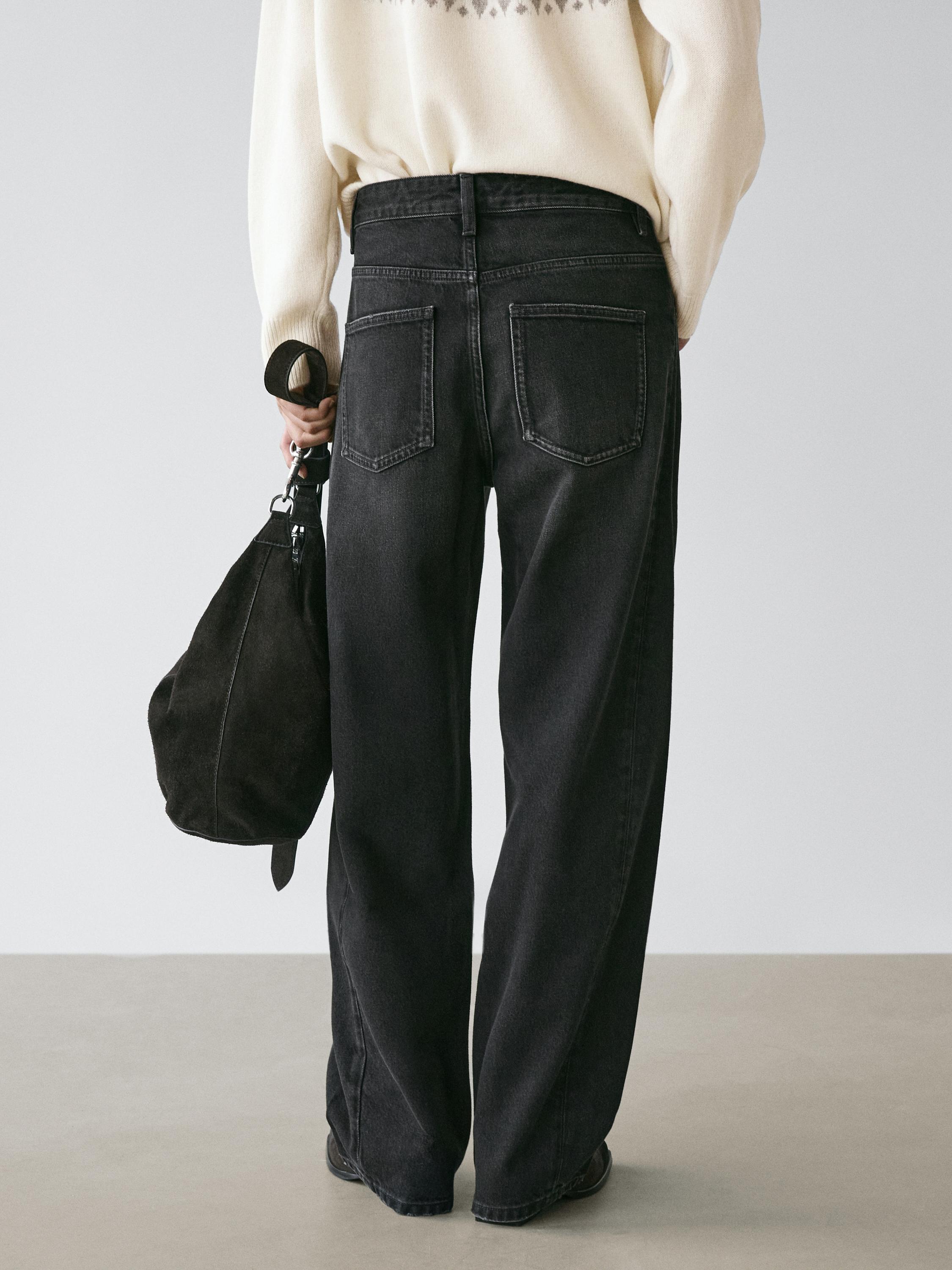 Mid-rise balloon fit jeans — BLACK
