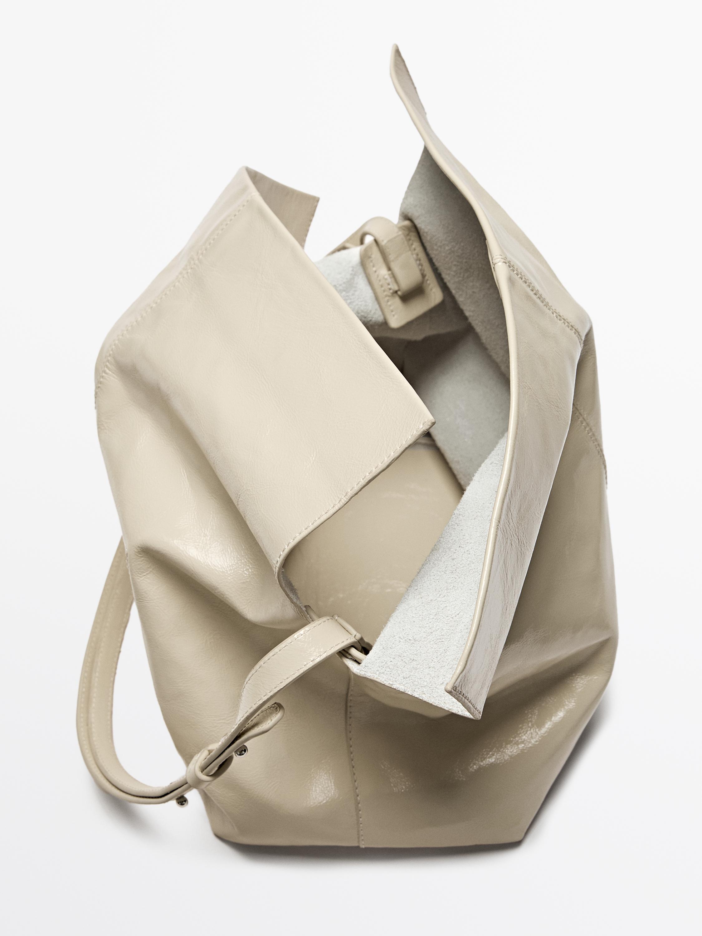 Crackled nappa leather flap bag