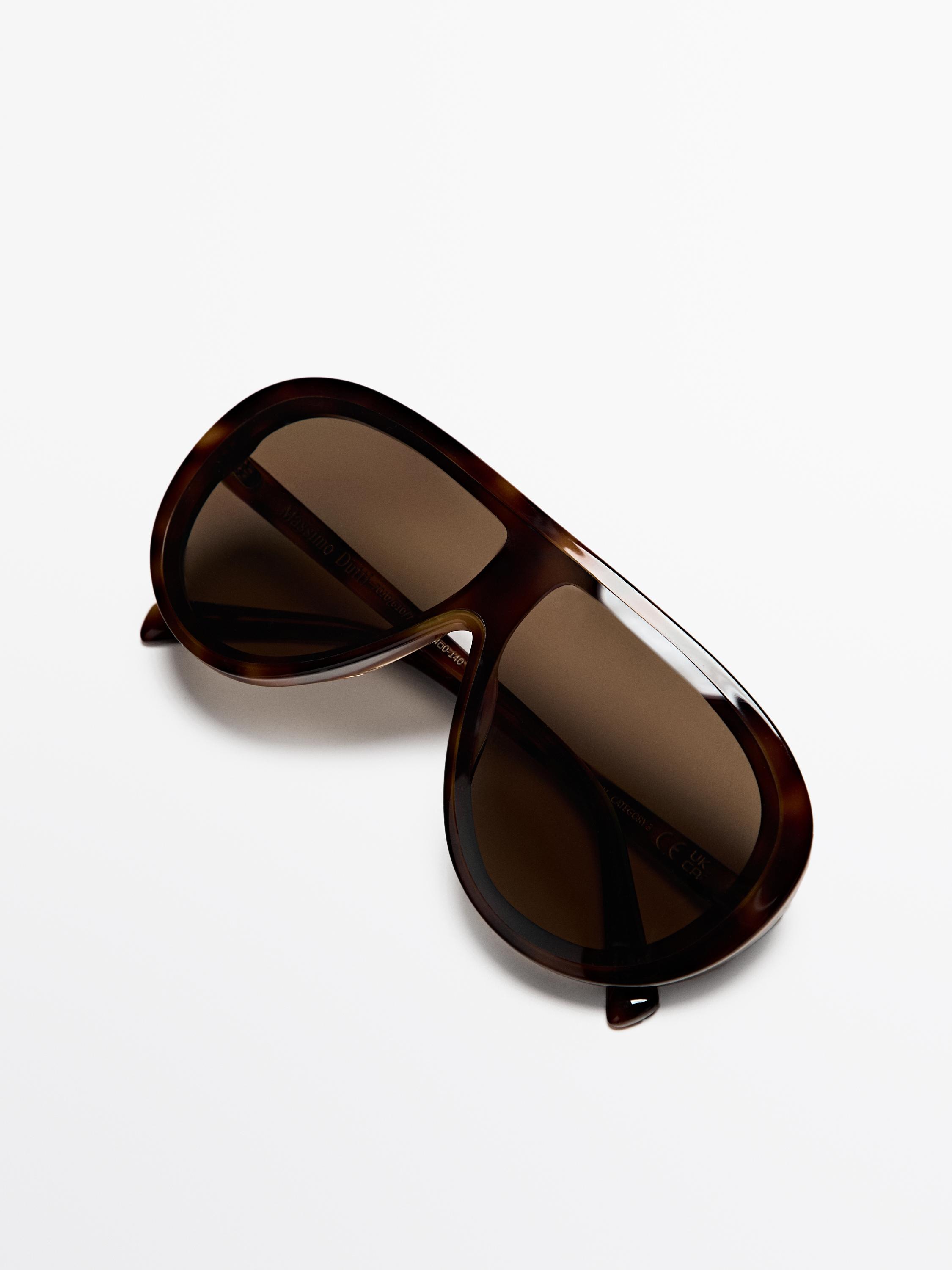 Tortoiseshell-effect aviator sunglasses — BROWN