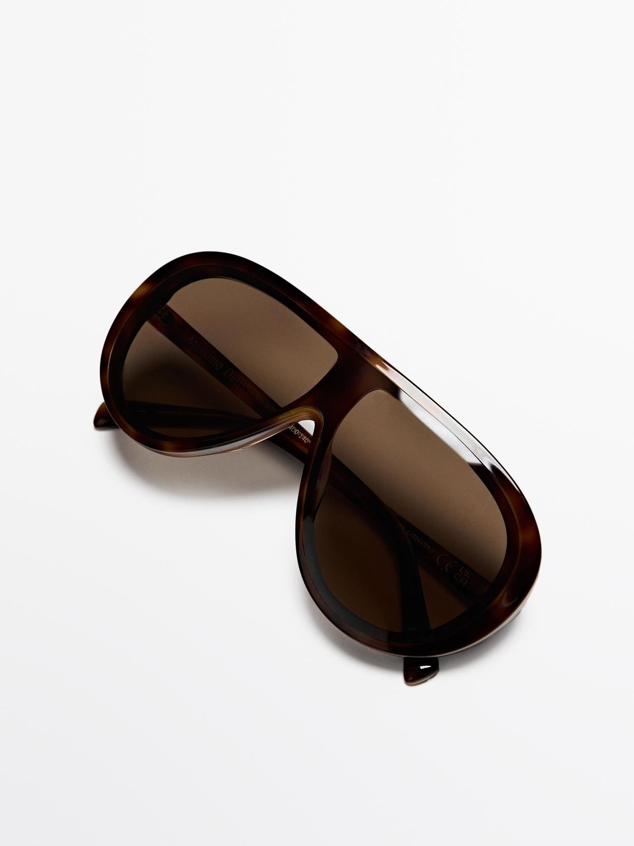 Tortoiseshell-effect aviator sunglasses — BROWN
