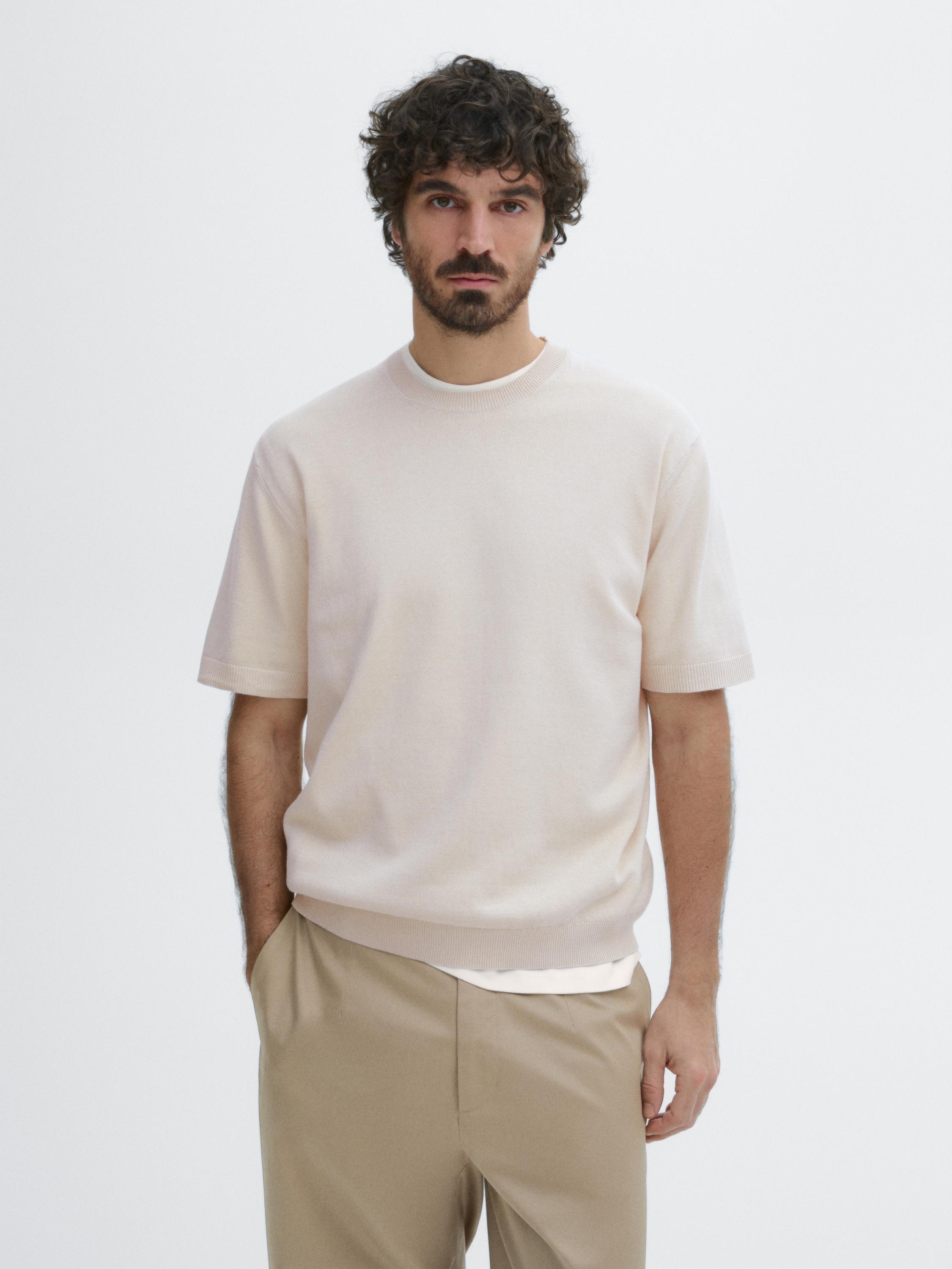 Pull en maille 100 % coton à manches courtes