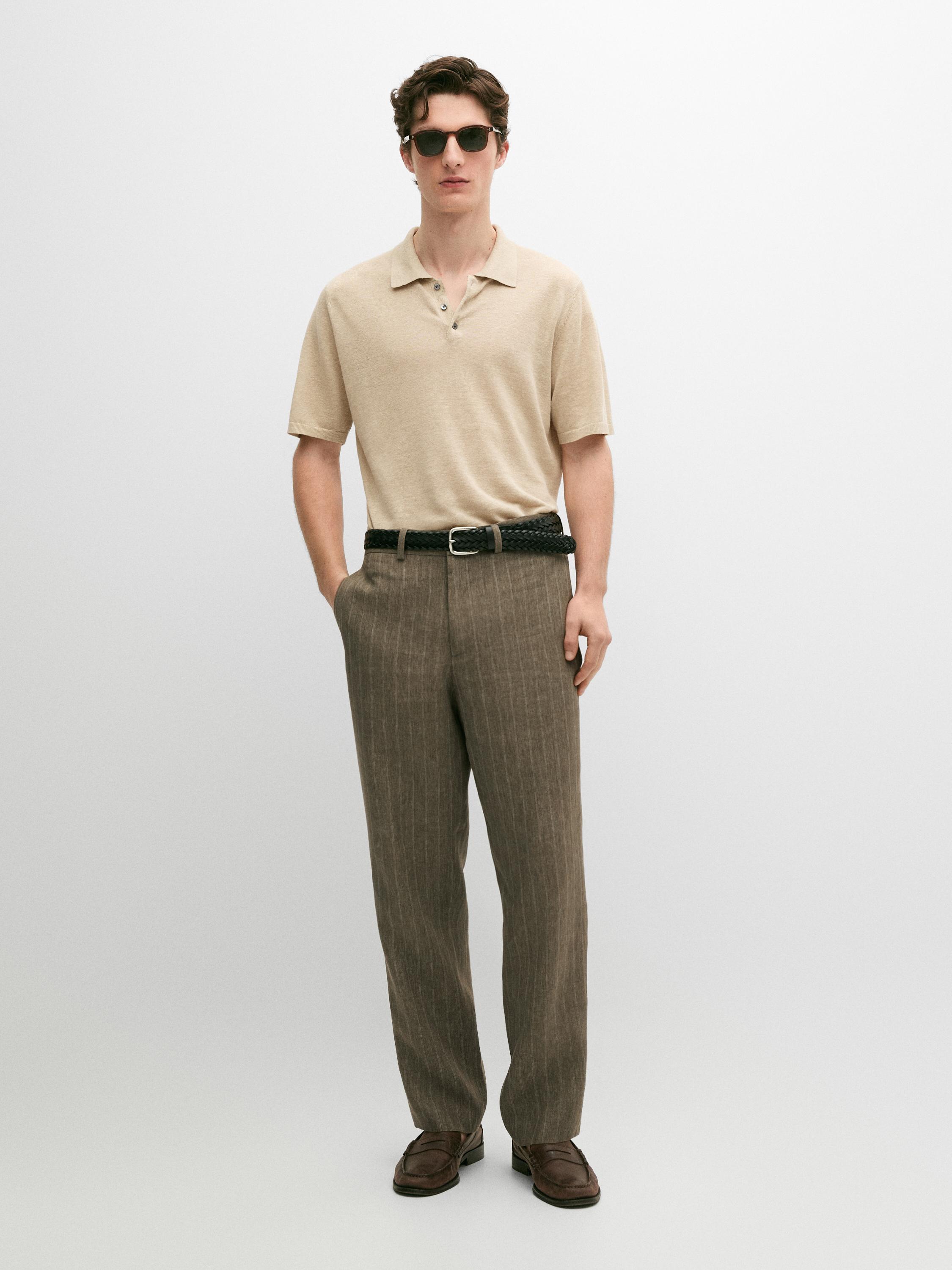 Striped linen trousers — GREEN