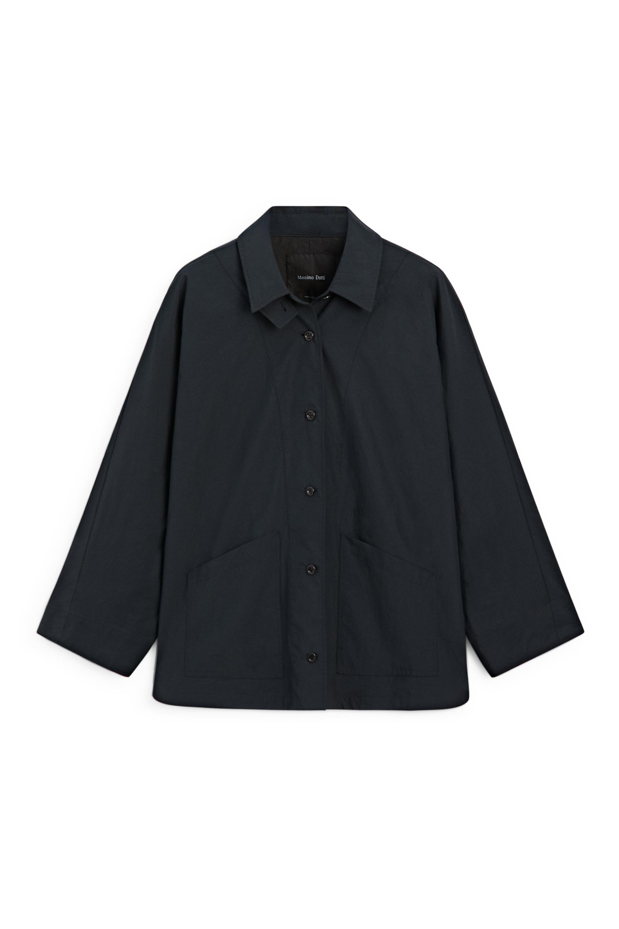 Jacket with buttoned collar strap — DEEP BLUE