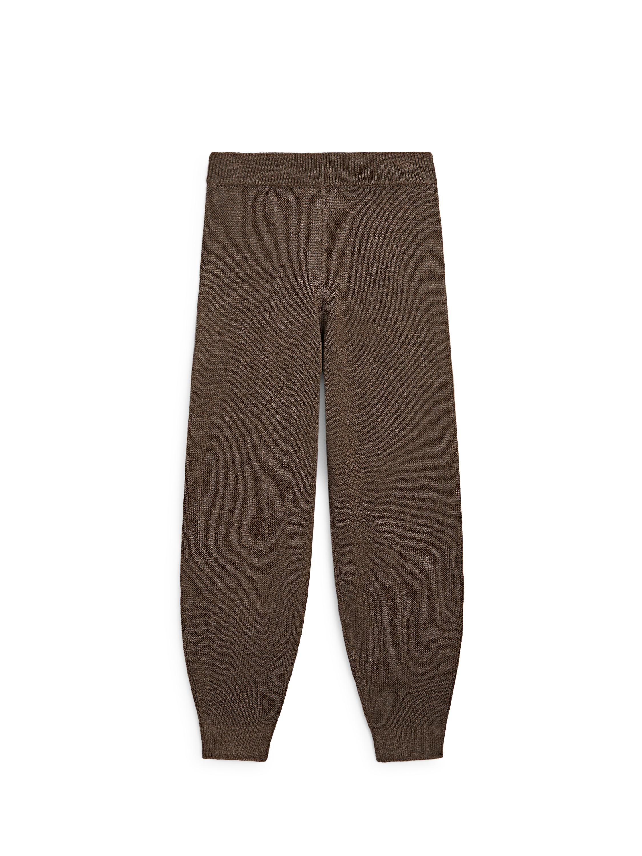 Total look balloon fit knit trousers — BROWN
