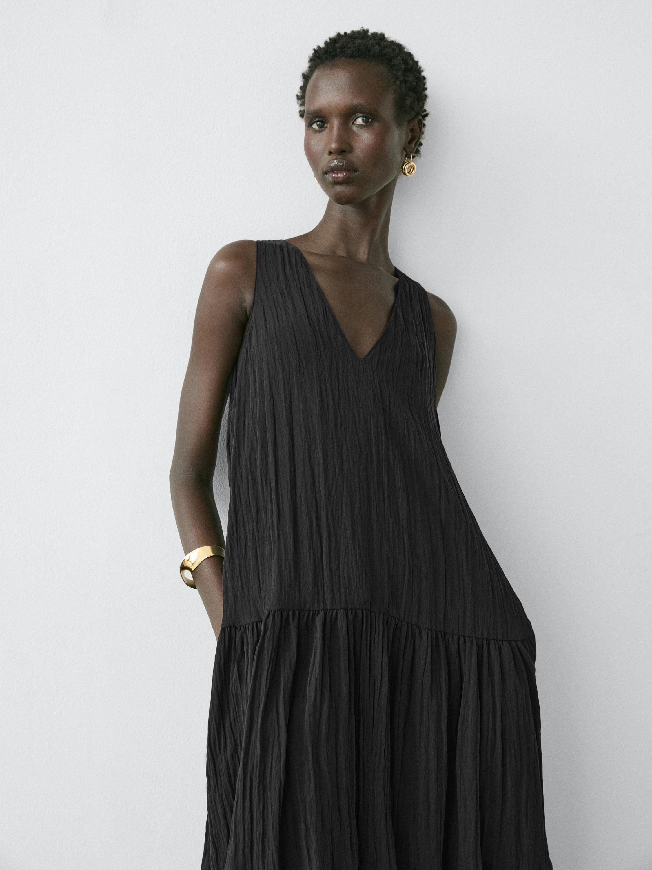 Flowing pleated midi dress