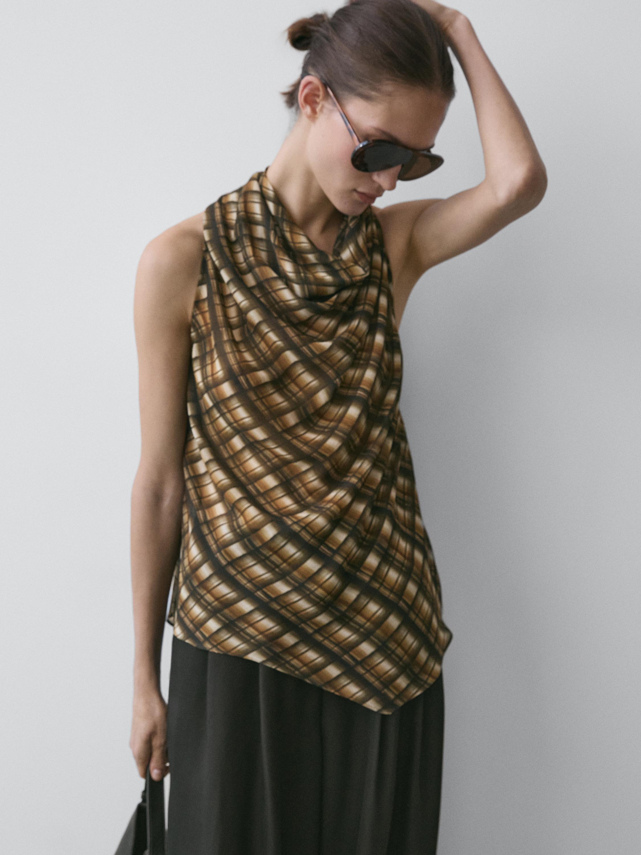 Flowing draped top — MUSTARD YELLOW