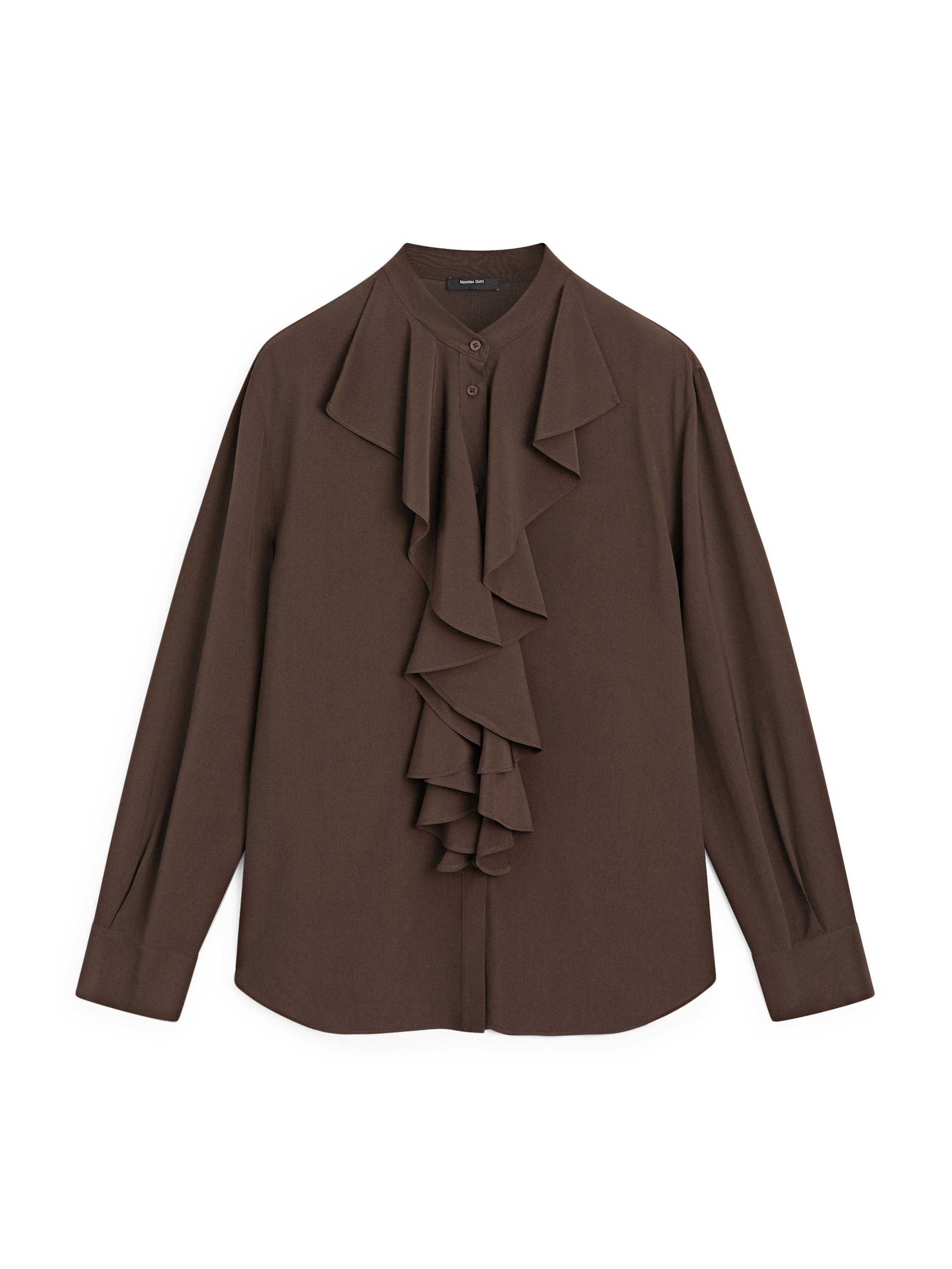 Flowing blouse with ruffles — BROWN