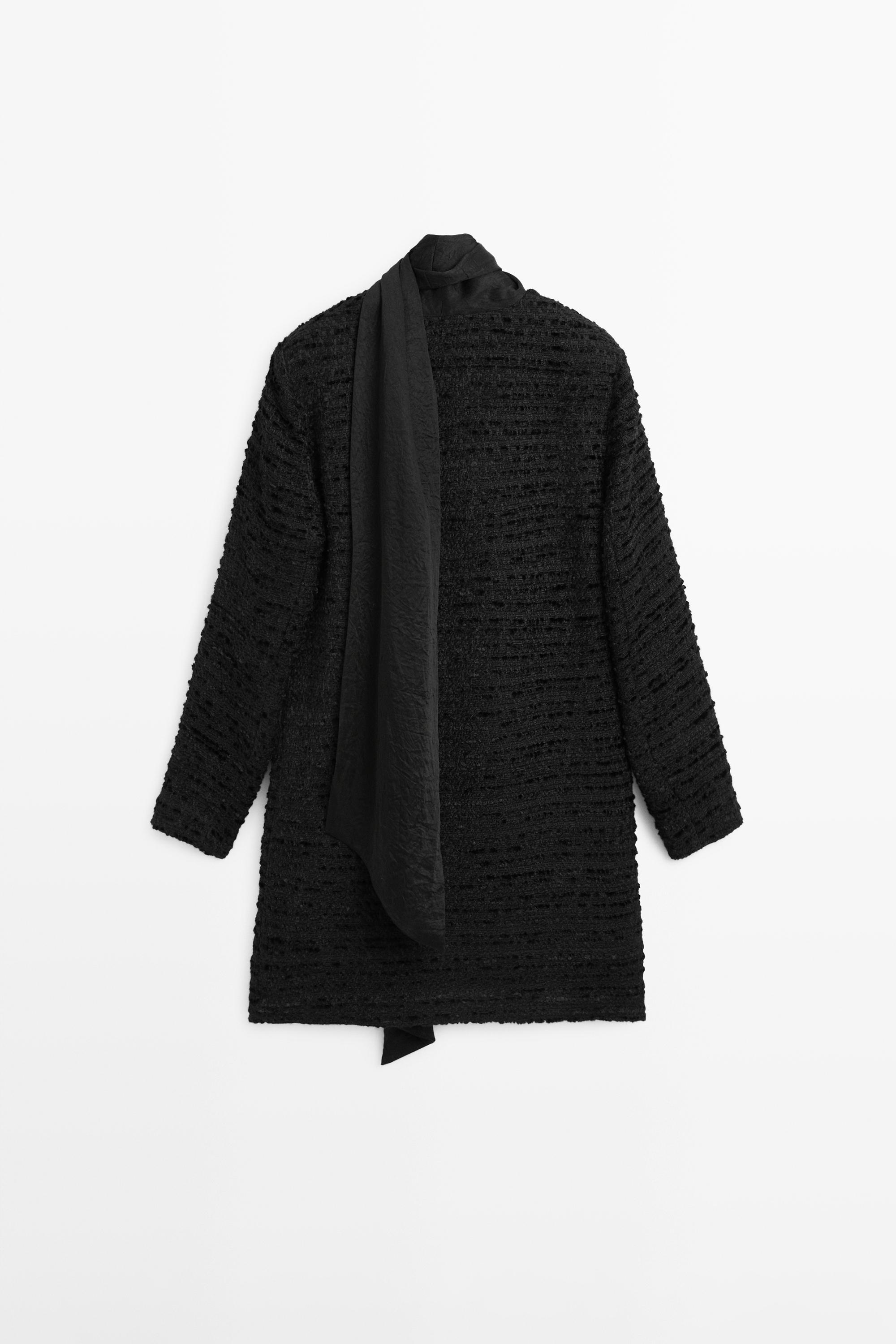 Short V-neckline dress with tie detail - STUDIO — BLACK