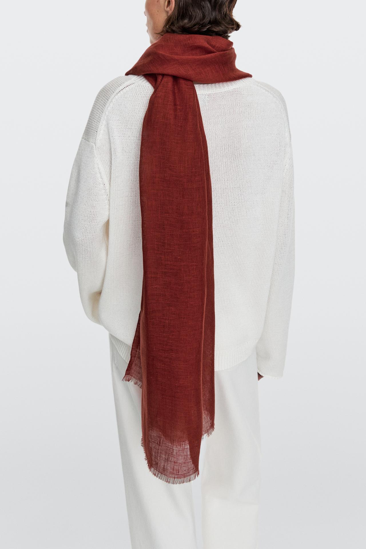 Plain 100% linen scarf — RED