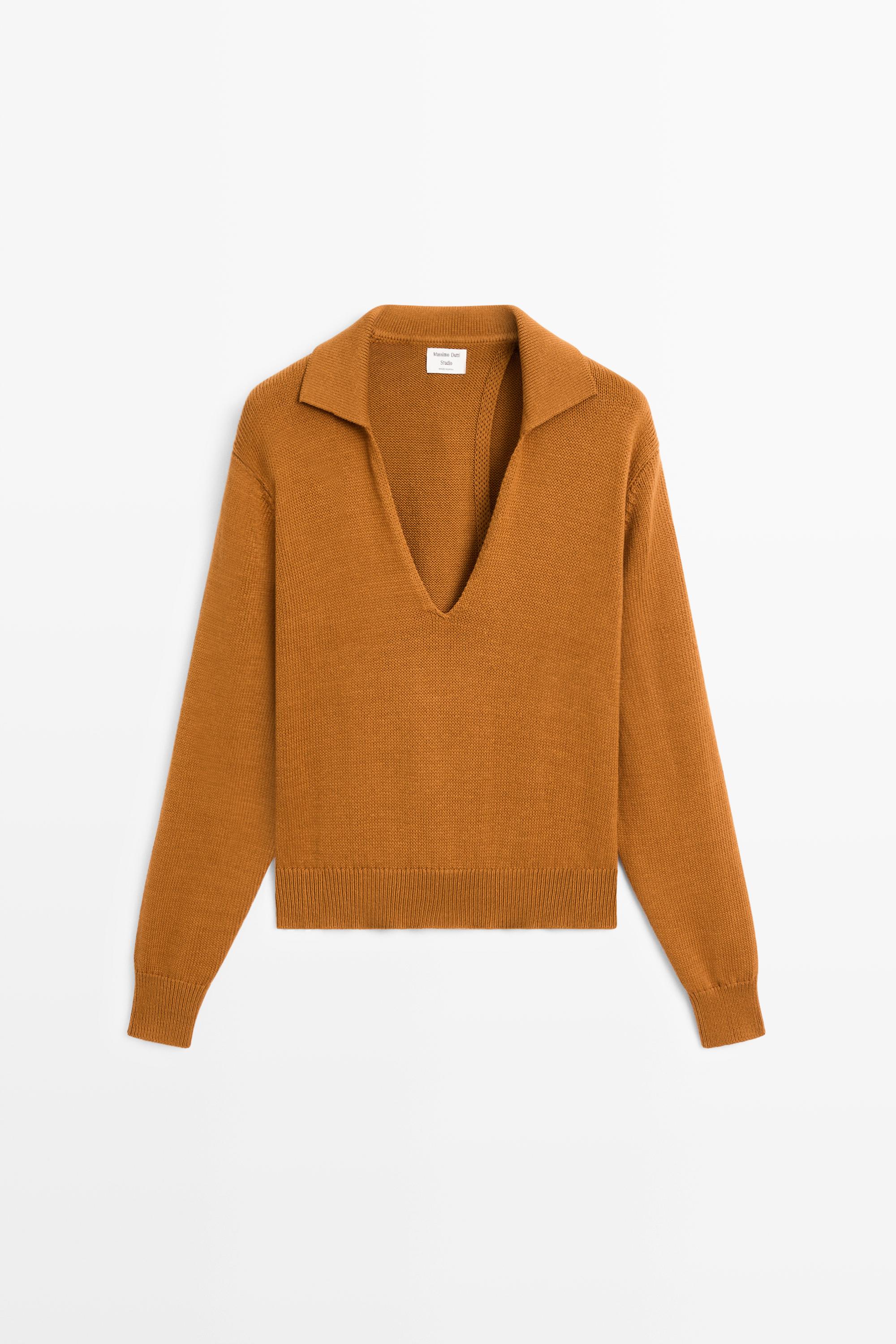 100% Cotton V-Neck Knit Sweater - STUDIO — Washed