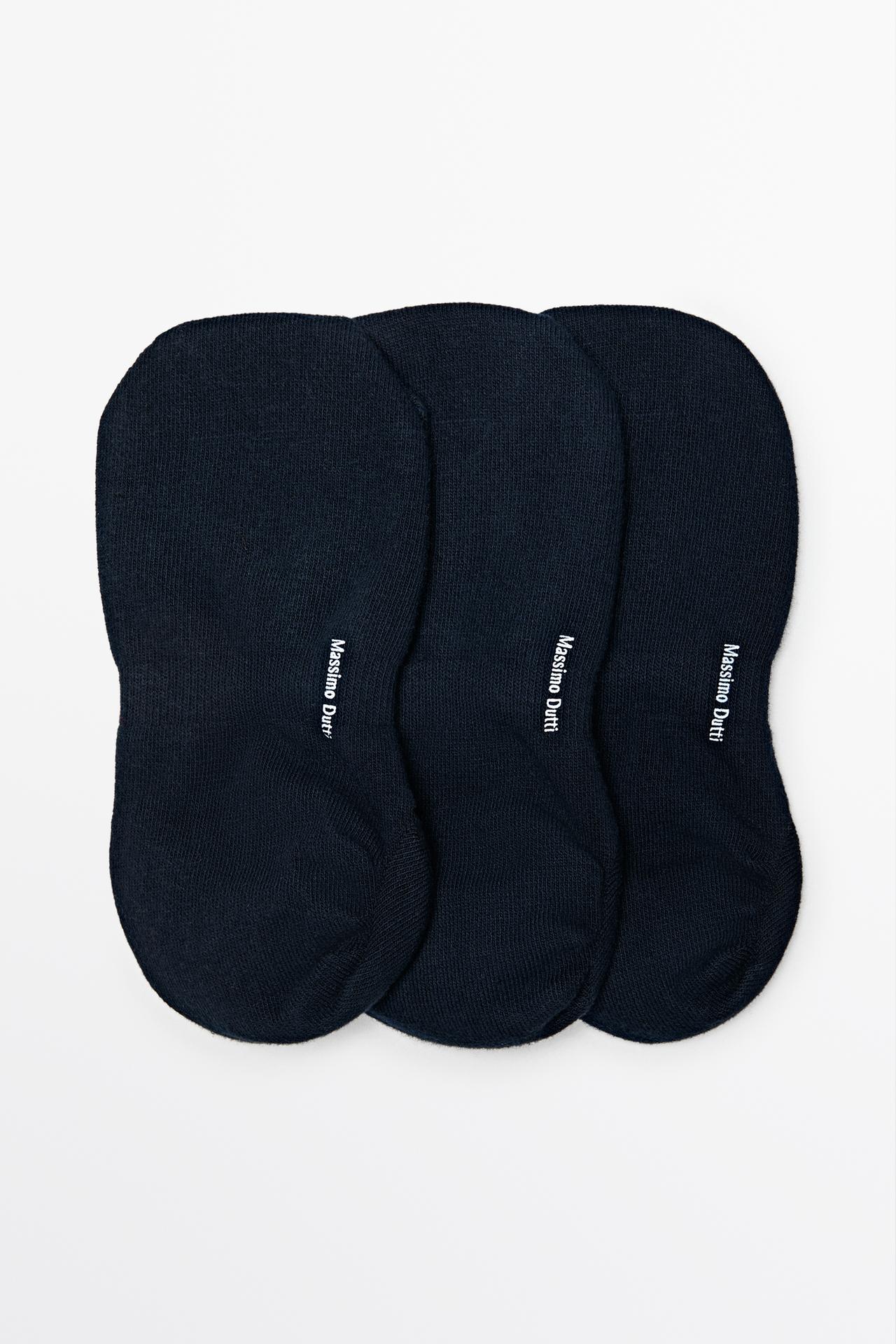 Pack of 3 pairs of no-show cotton blend socks — NAVY BLUE