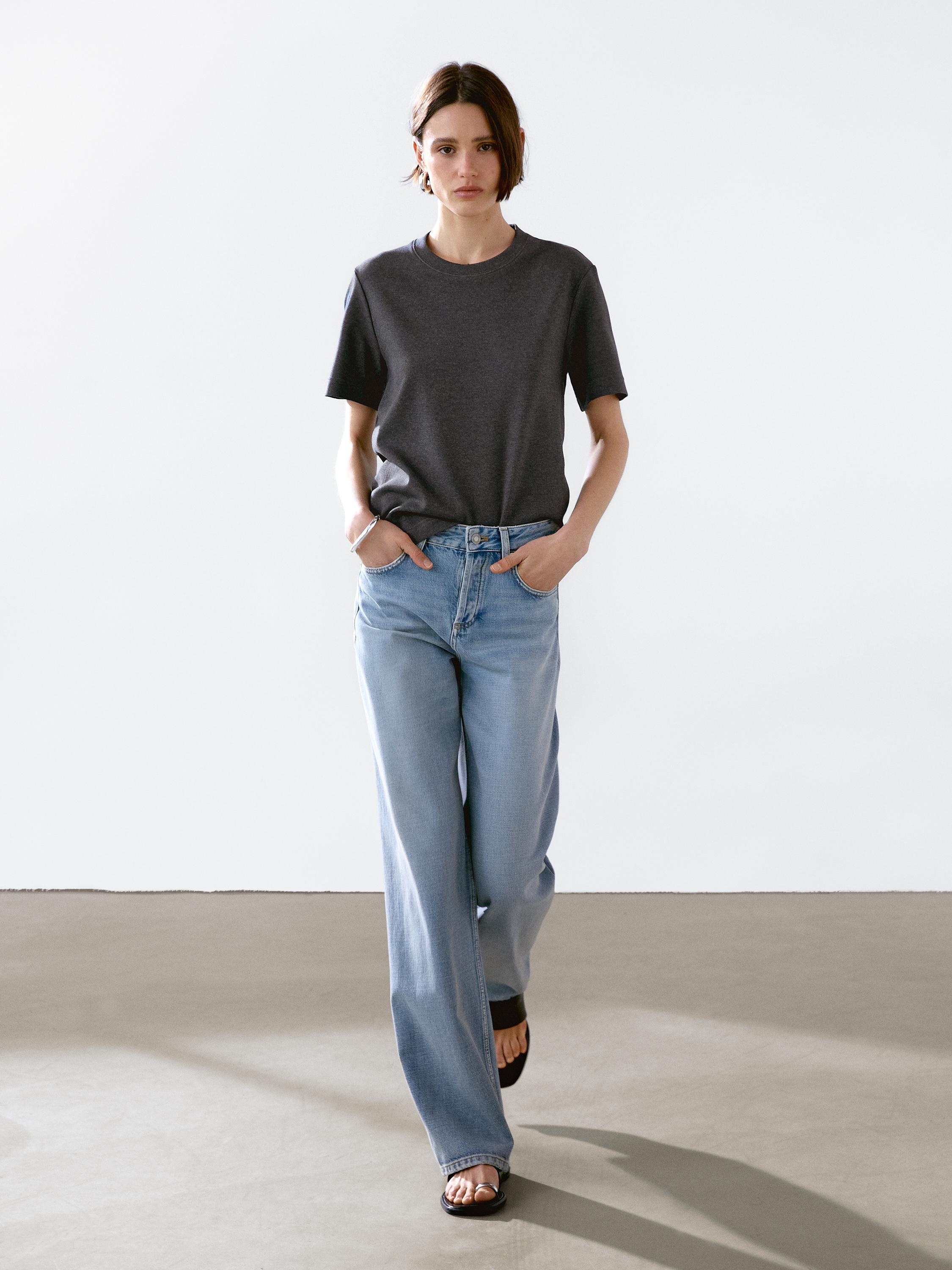 100% cotton interlock crew neck T-shirt — ANTHRACITE GREY