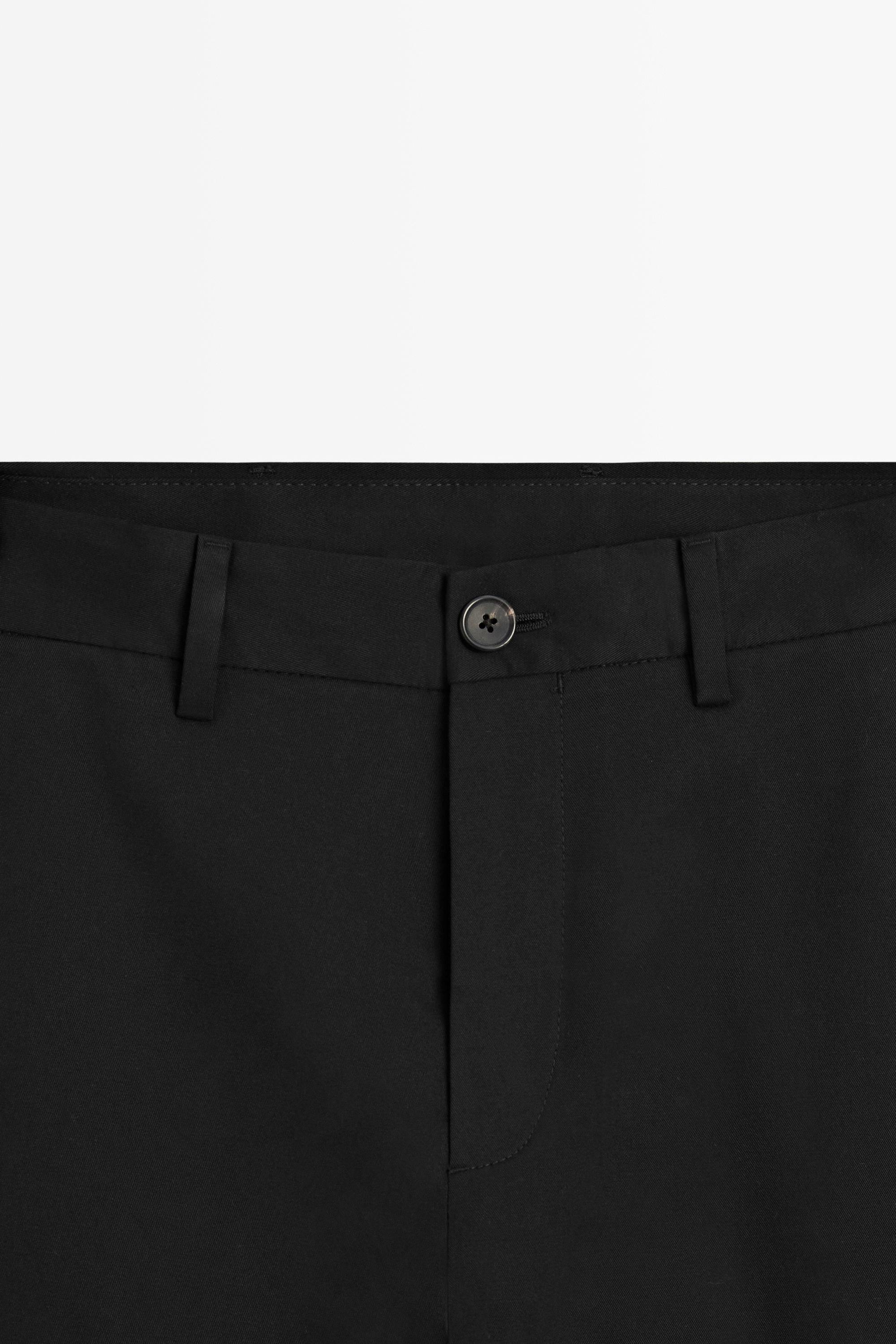 Cotton blend slim fit pants — BLACK