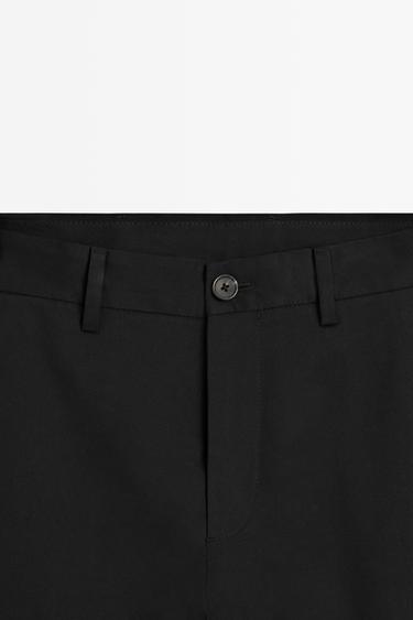 Cotton blend slim fit pants — BLACK 4