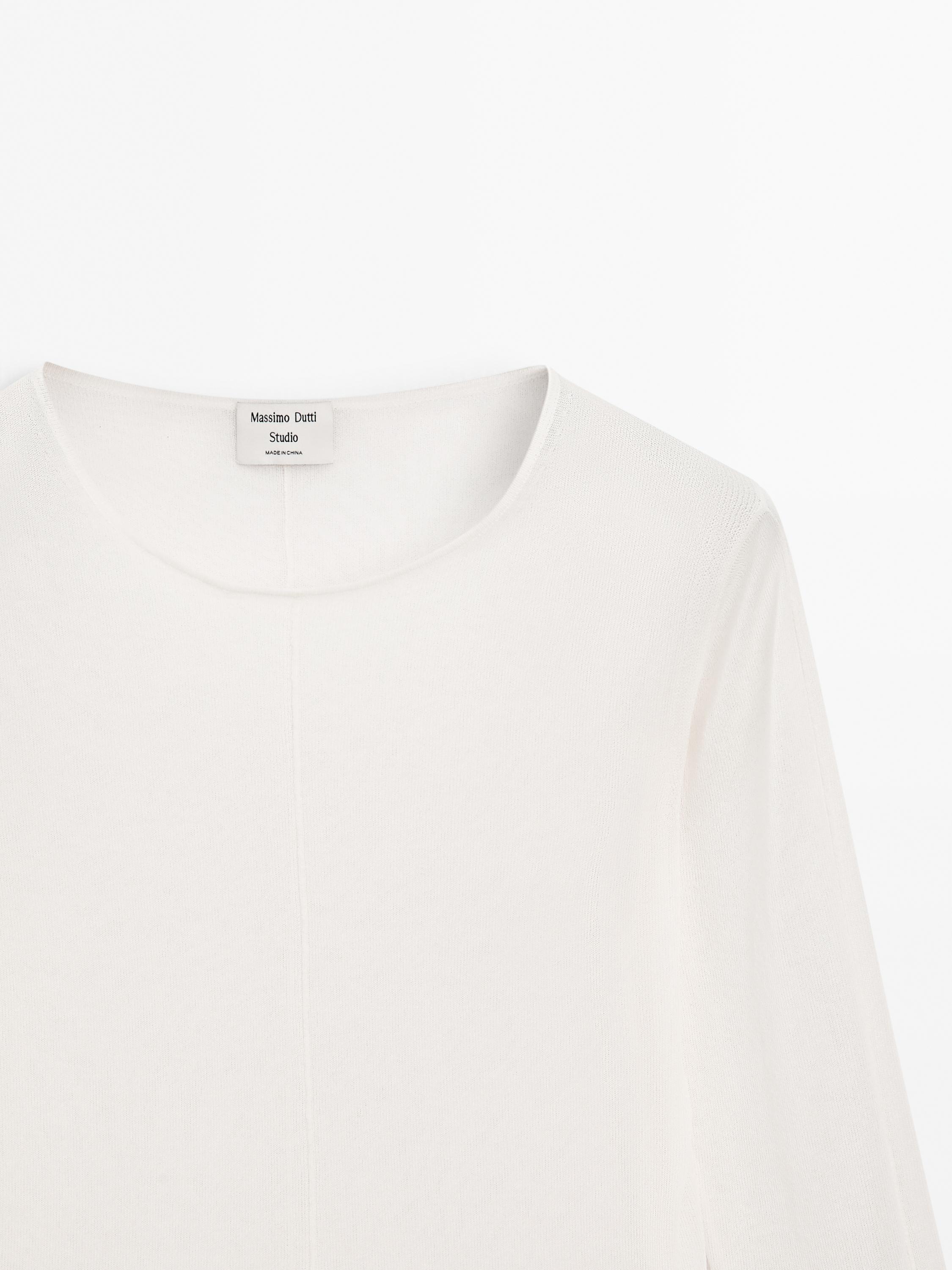 Cotton blend sweater with seam detail - Studio