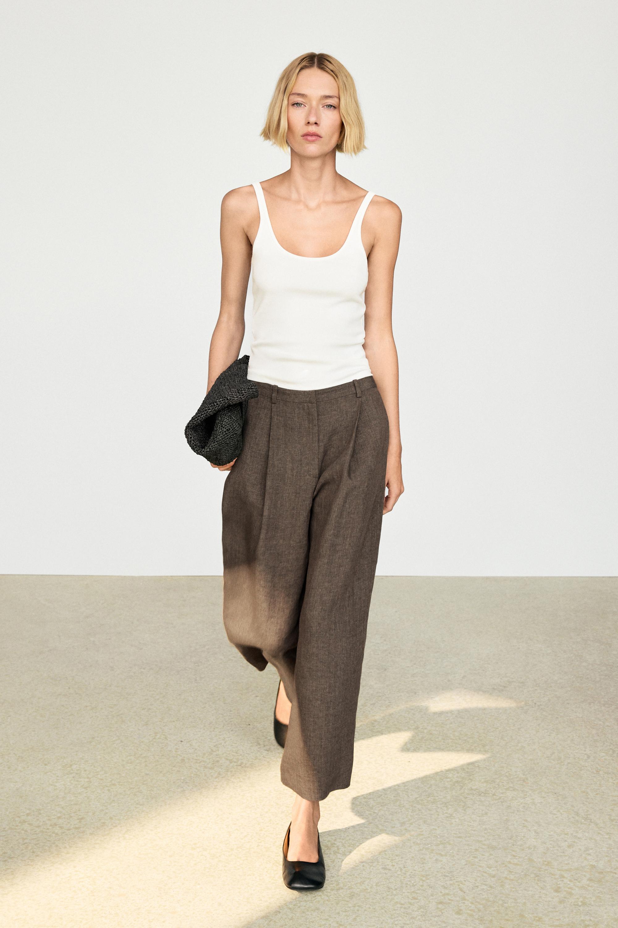 Linen melange darted trousers — CAREY