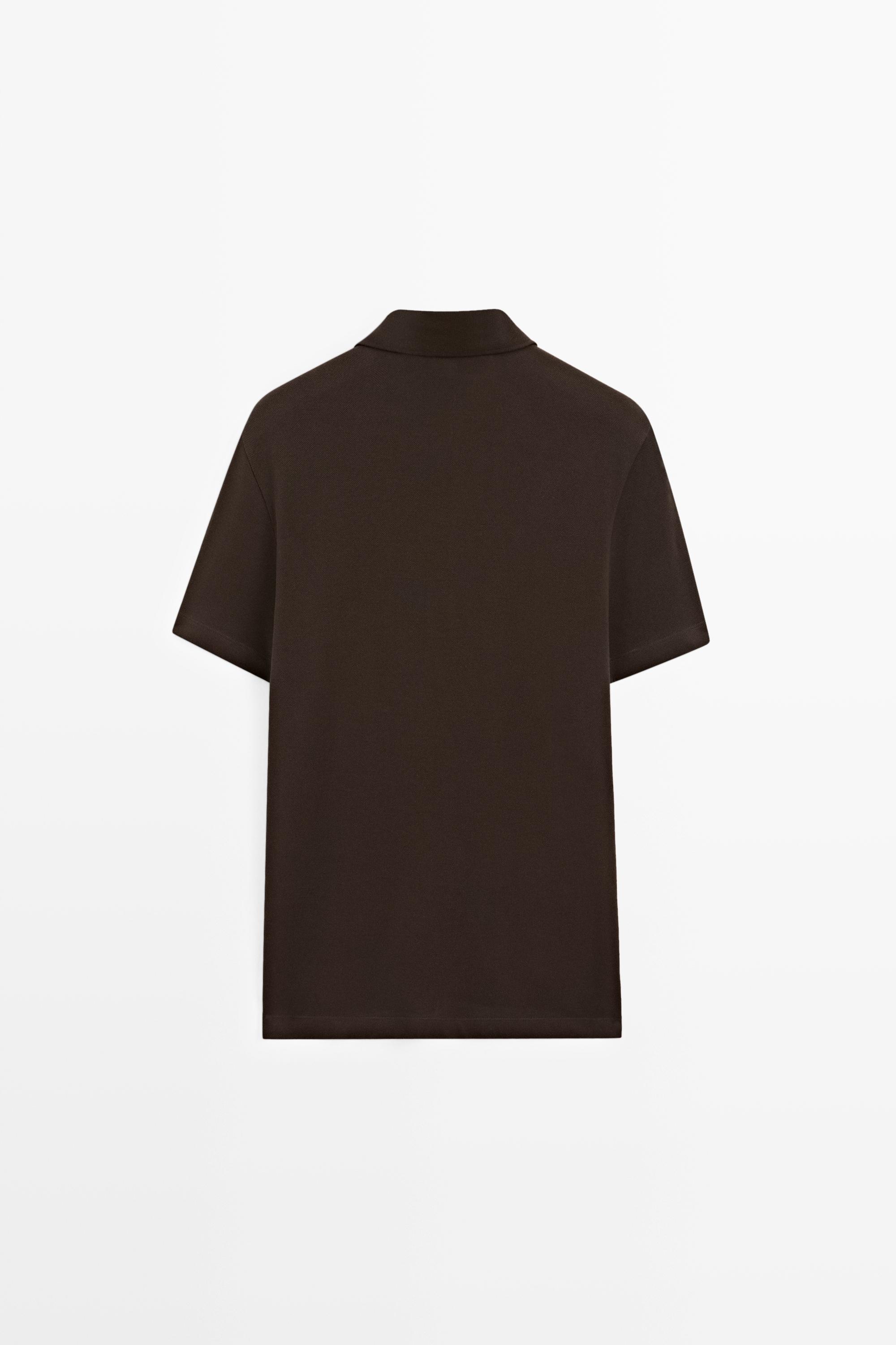 Piqué 100% cotton polo shirt — Chocolate