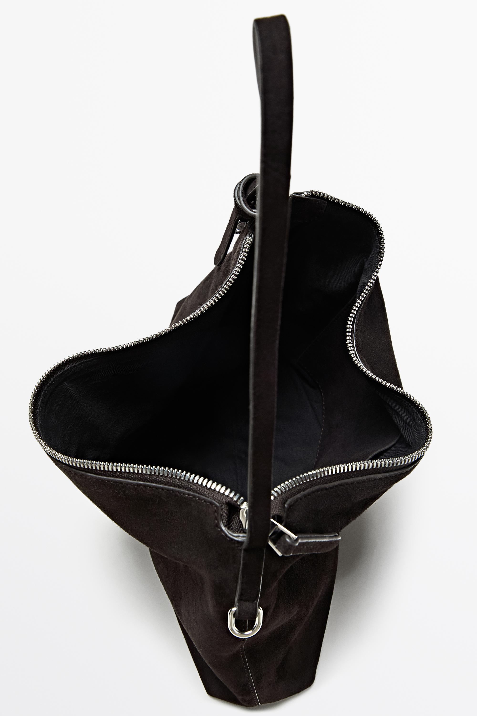 Medium split suede shoulder bag — Chocolate