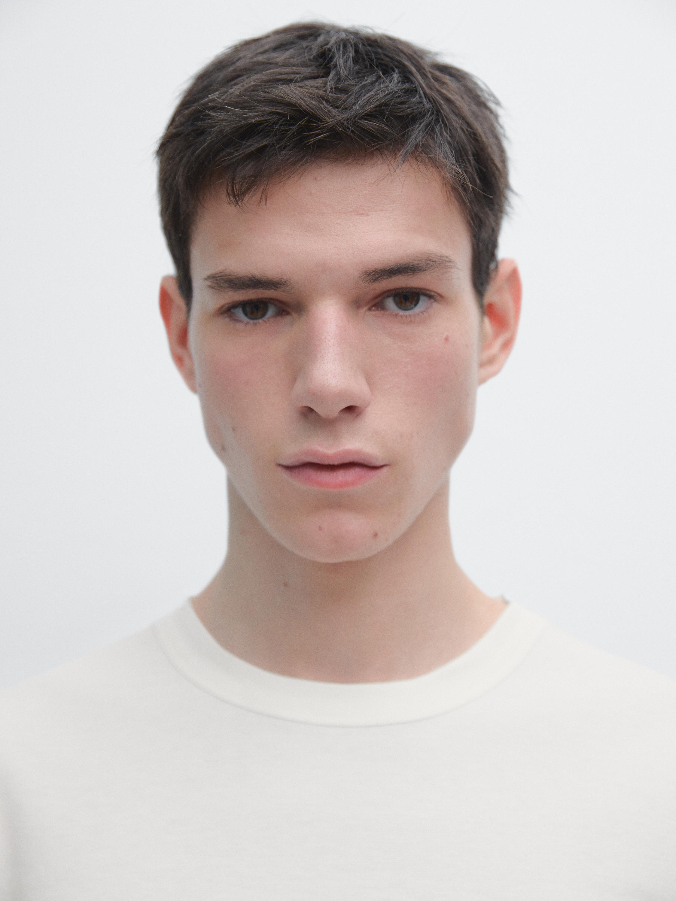 Short sleeve cotton and silk T-shirt — CREAM